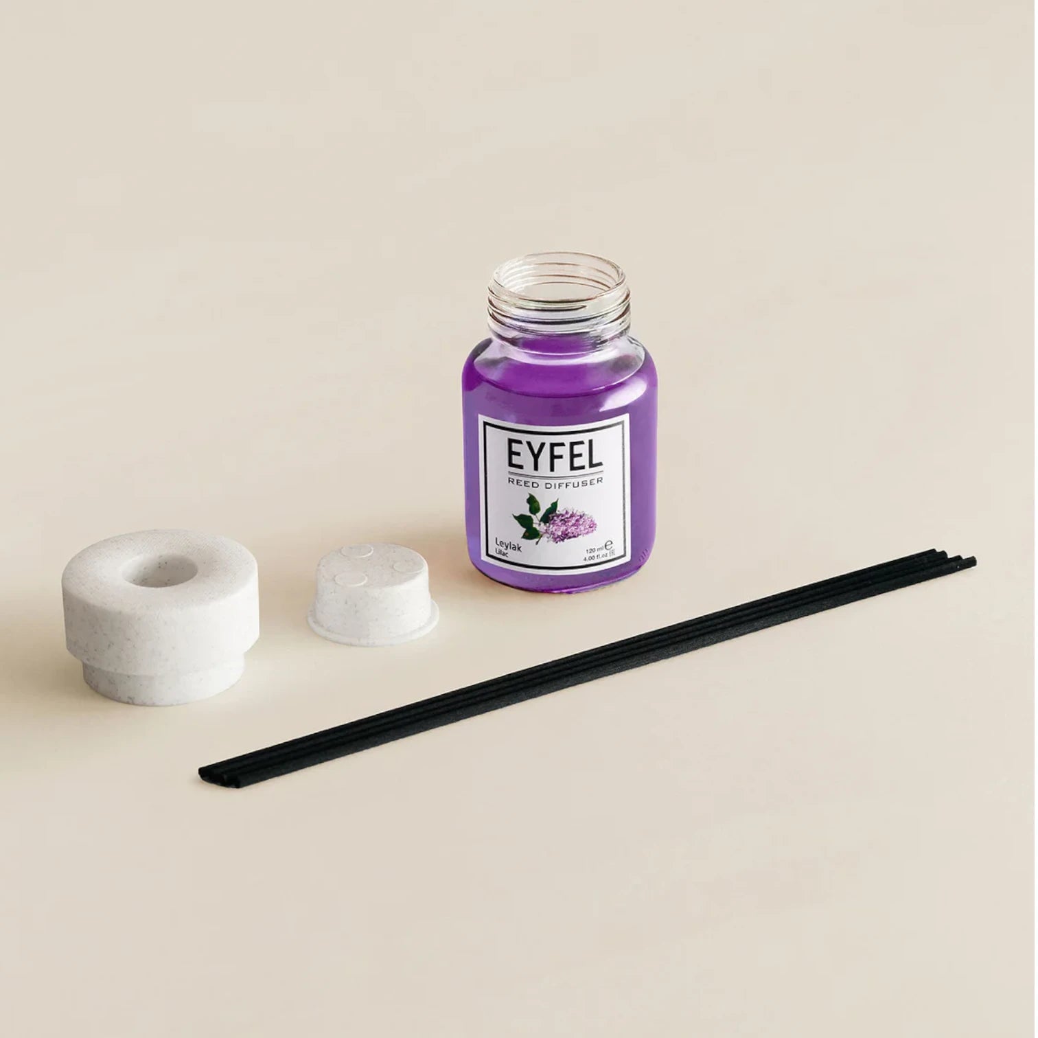 EYFEL Reed Diffuser Lilac 120ml – Long-Lasting Scented Sticks Air Freshener, Elegant Home Fragrance, Made in Turkey - Damoo