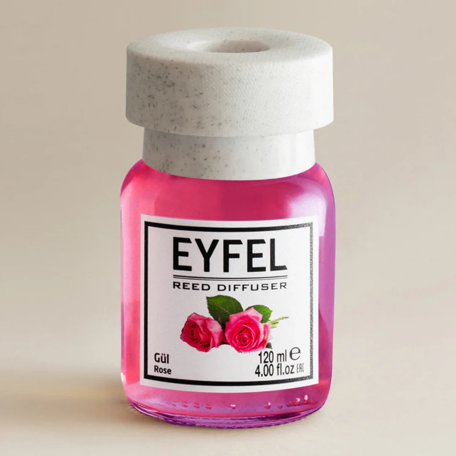 EYFEL Rose Reed Diffuser – 120ML Long-Lasting Floral Home Fragrance | Elegant Glass Bottle & Reed Sticks | Romantic Scent for Home, Office & Gifts - Damoo