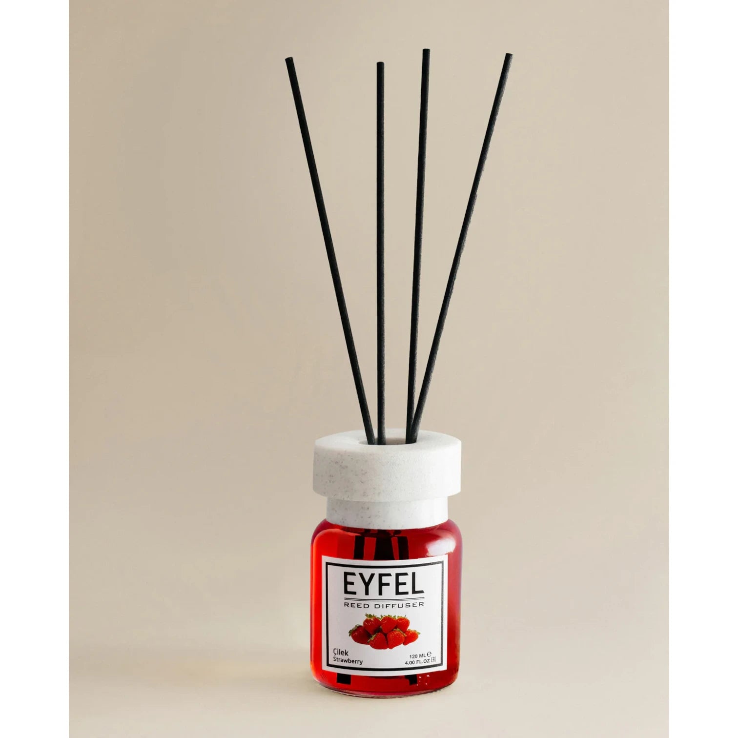EYFEL Strawberry Reed Diffuser – 120ML Long-Lasting Fruity Home Fragrance | Elegant Glass Bottle & Scent Sticks | Sweet Aromatherapy for Rooms, Offices & Gifts - Damoo