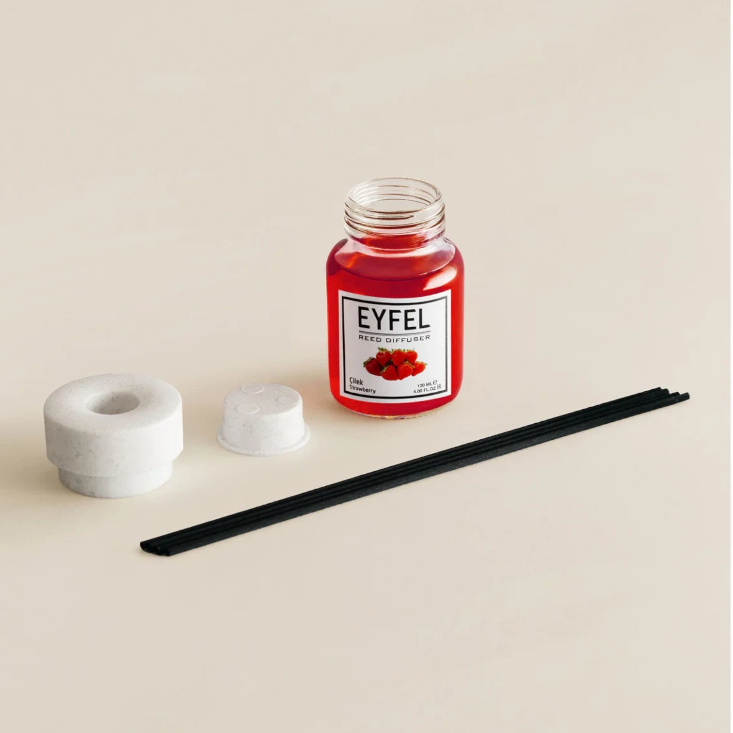 EYFEL Strawberry Reed Diffuser – 120ML Long-Lasting Fruity Home Fragrance | Elegant Glass Bottle & Scent Sticks | Sweet Aromatherapy for Rooms, Offices & Gifts - Damoo