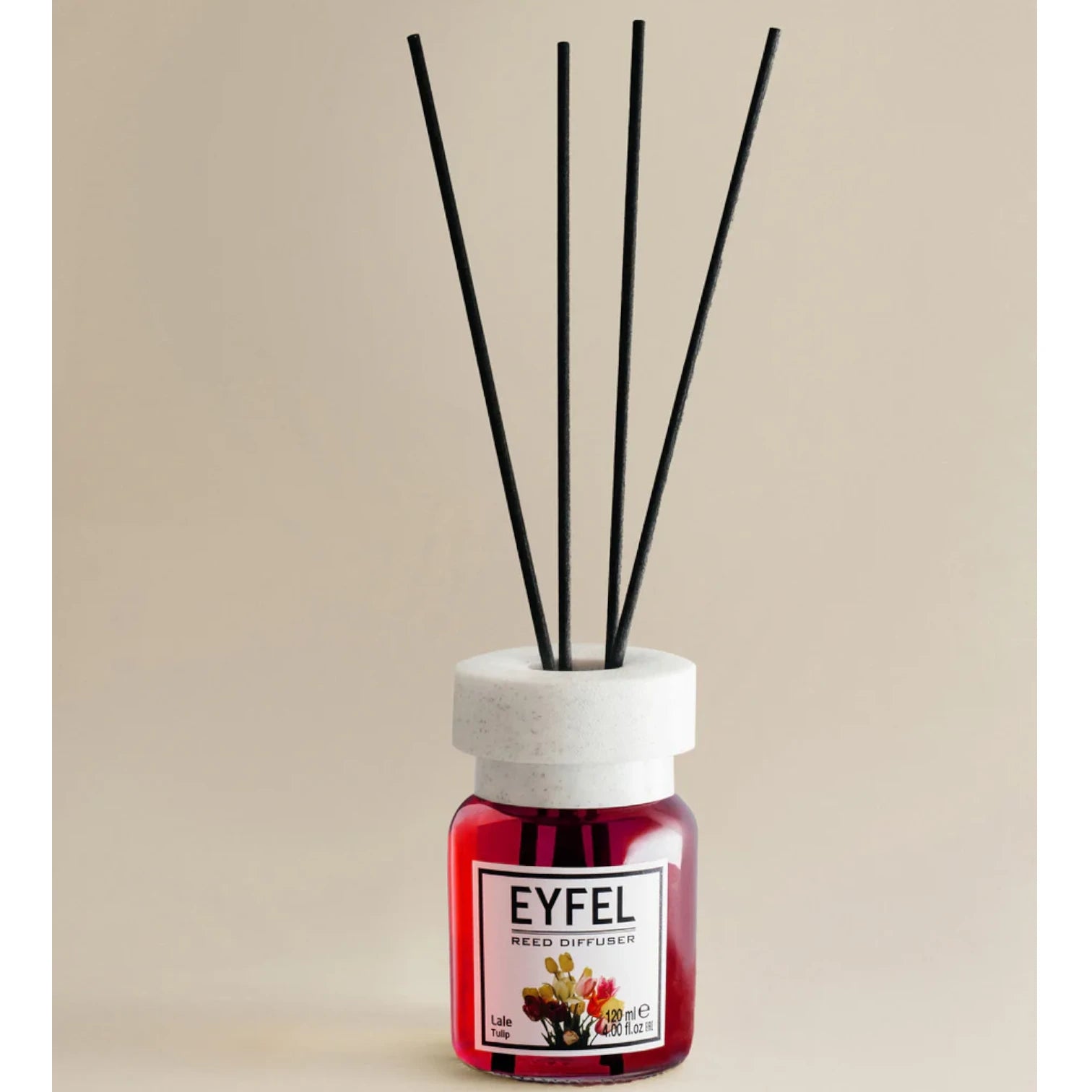 Eyfel Tulip Reed Diffuser 120ml – Long-Lasting Floral Scent, Home Fragrance with Oil Diffuser Sticks for Living Room, Bathroom & Office Decor - Damoo