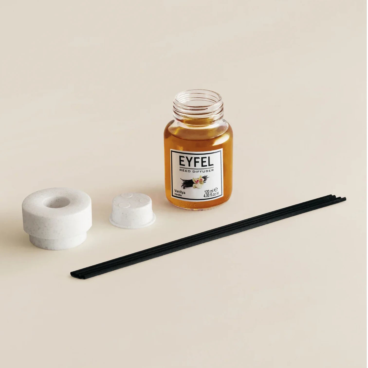 EYFEL Vanilla Reed Diffuser – 120ML Long-Lasting Fragrance | Aromatherapy Home Scent | Decorative Glass Bottle with Fiber Reeds | Warm & Cozy Vanilla Scent - Damoo