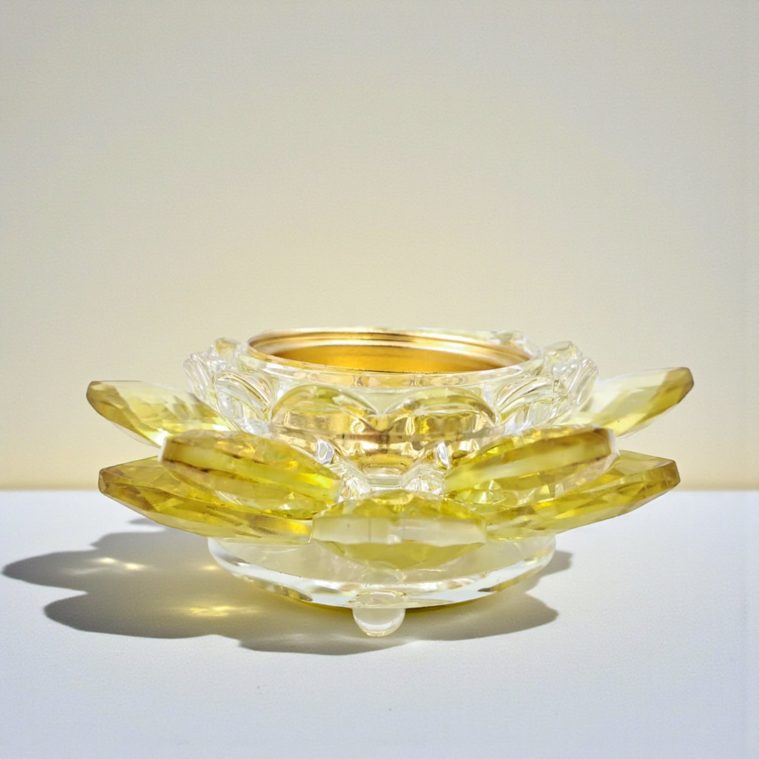 Crystal Lotus Bakhoor Burner – Yellow | Luxury Crystal Mabkhara | Home Décor Oud & Incense Burner | Arabic Gift for Home & Ramadan