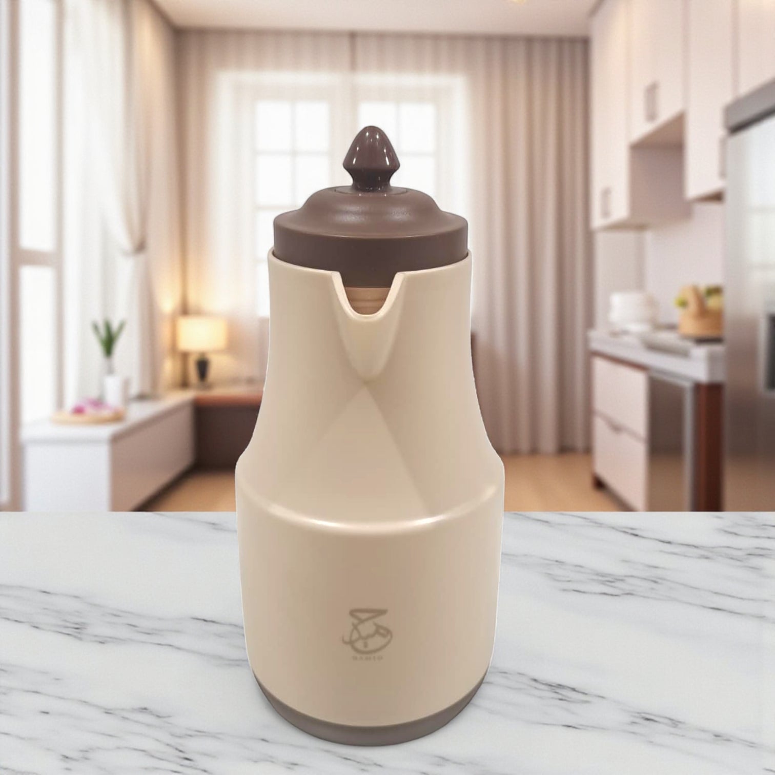 HAMID Insulated Thermos Flask – Premium Pink Glass Vacuum Jug for Hot & Cold Drinks – Elegant Beige or Grey Color Options – Durable Plastic Body 1L Capacity - Damoo