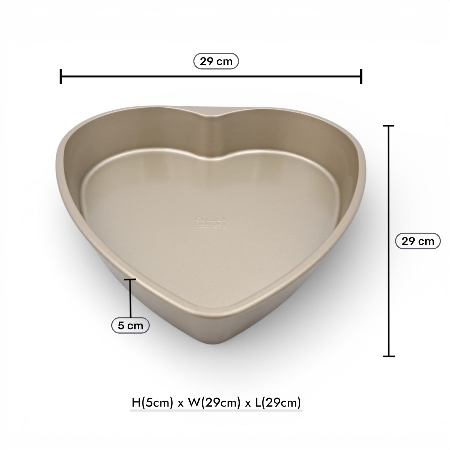 Golden Heritage Heart-Shaped Non-Stick Cake Pan – Premium Gold Bakeware, Dishwasher Safe, Even Heat Baking (5H x 29L × 29W CM) - Damoo