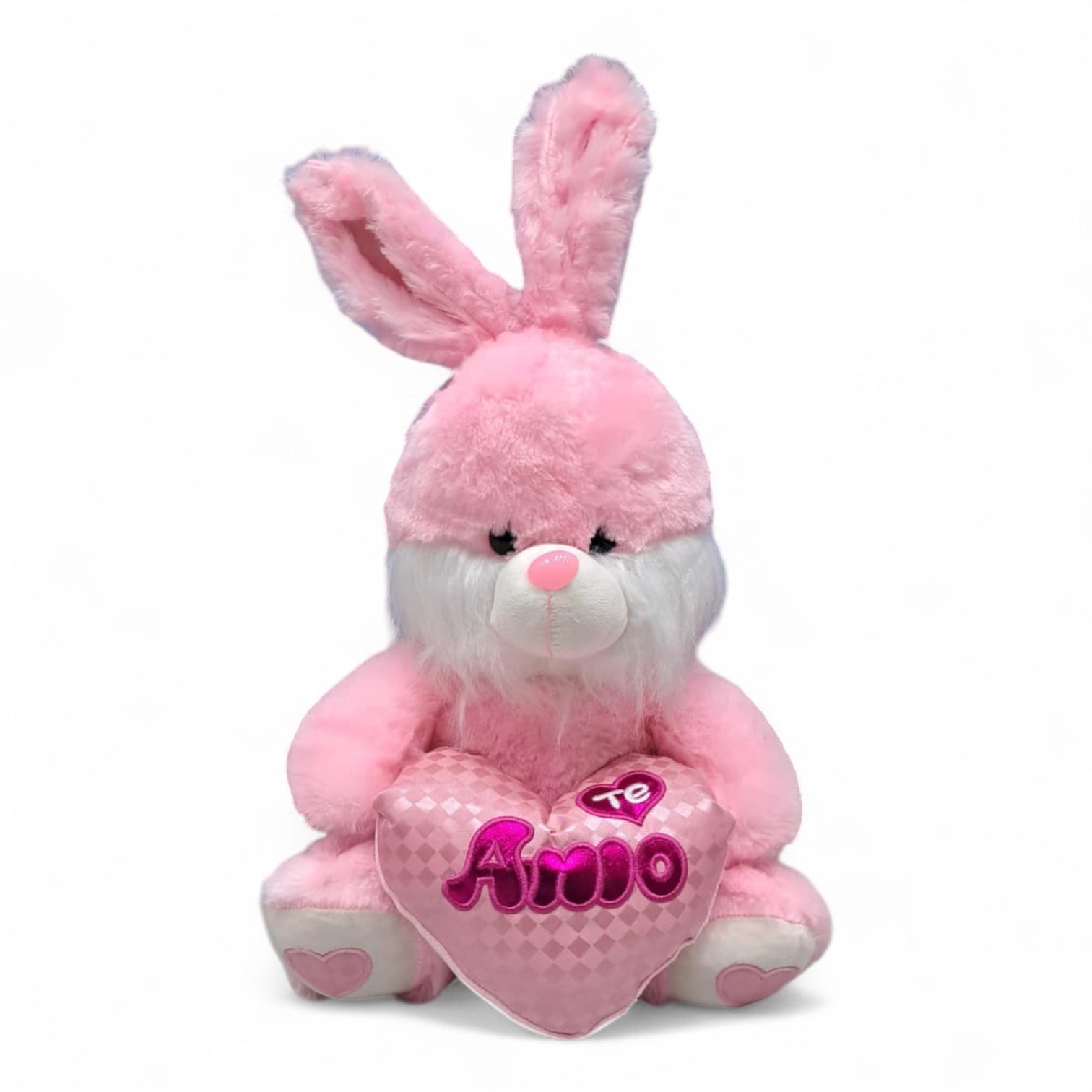 Easter Plush Bunny 54cm Pink & White | Soft Stuffed Rabbit with Colorful Bow | Cute Decorative & Huggable Toy Gift - Damoo