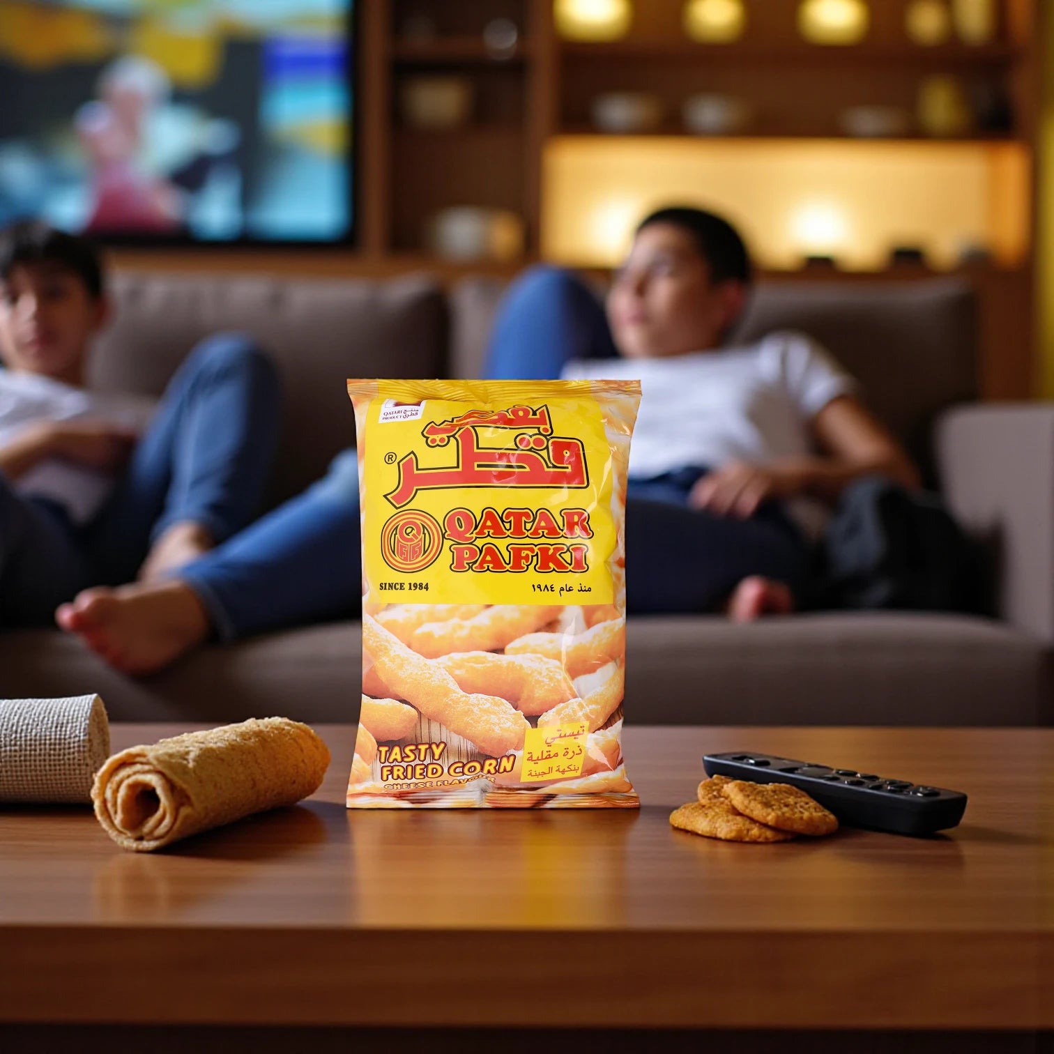 Qatar Pafki Cheese Corn Curls – 80g x Pack of 20 | Crunchy Cheddar-Flavoured Corn Snack | Natural Paprika Colour | No Artificial Colours | Ready to Eat - Damoo