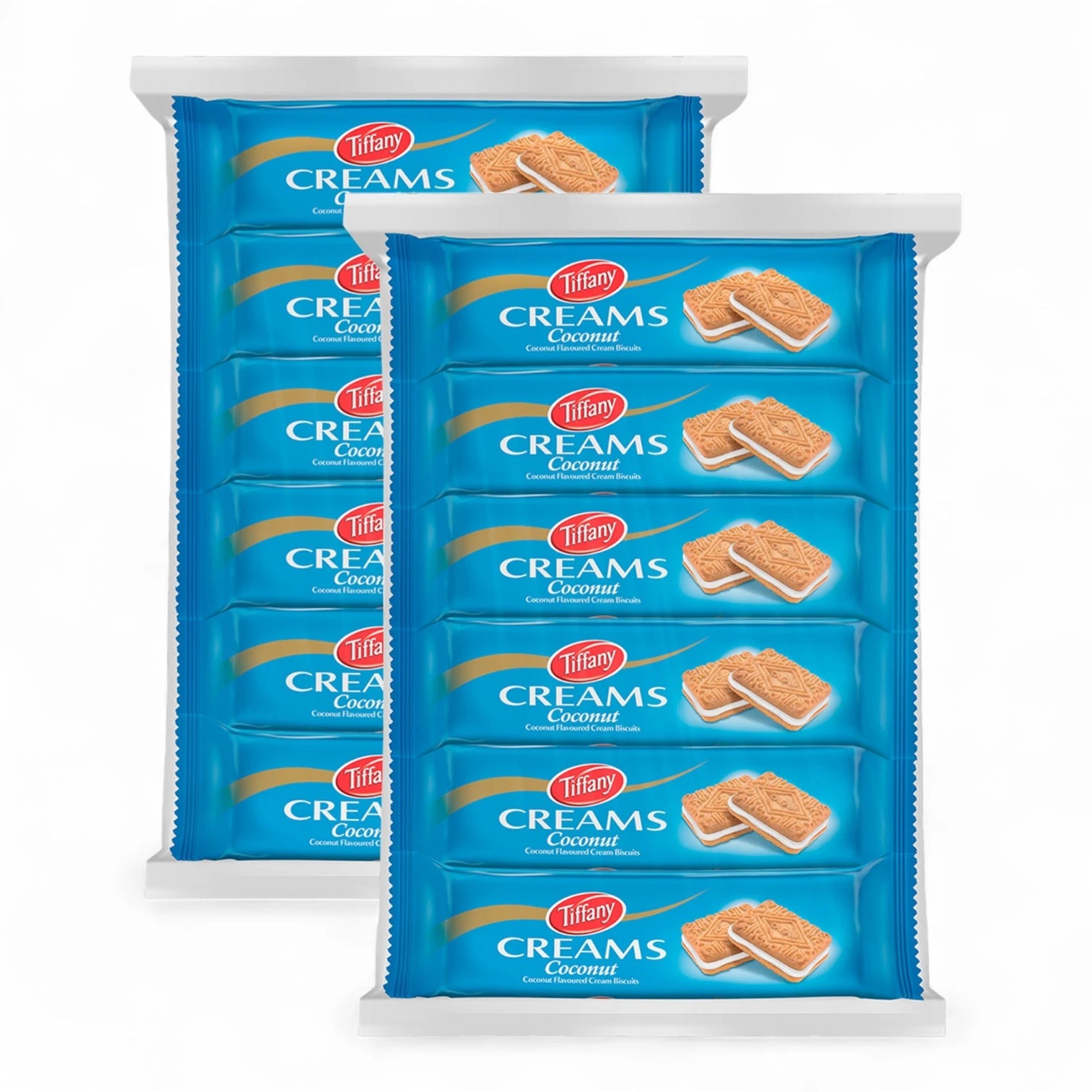 Tiffany Creams Coconut Sandwich Biscuits – 12 Packs (80g Each) – Crispy Biscuits with Smooth Coconut Cream – Value Pack – 1.08kg - Damoo