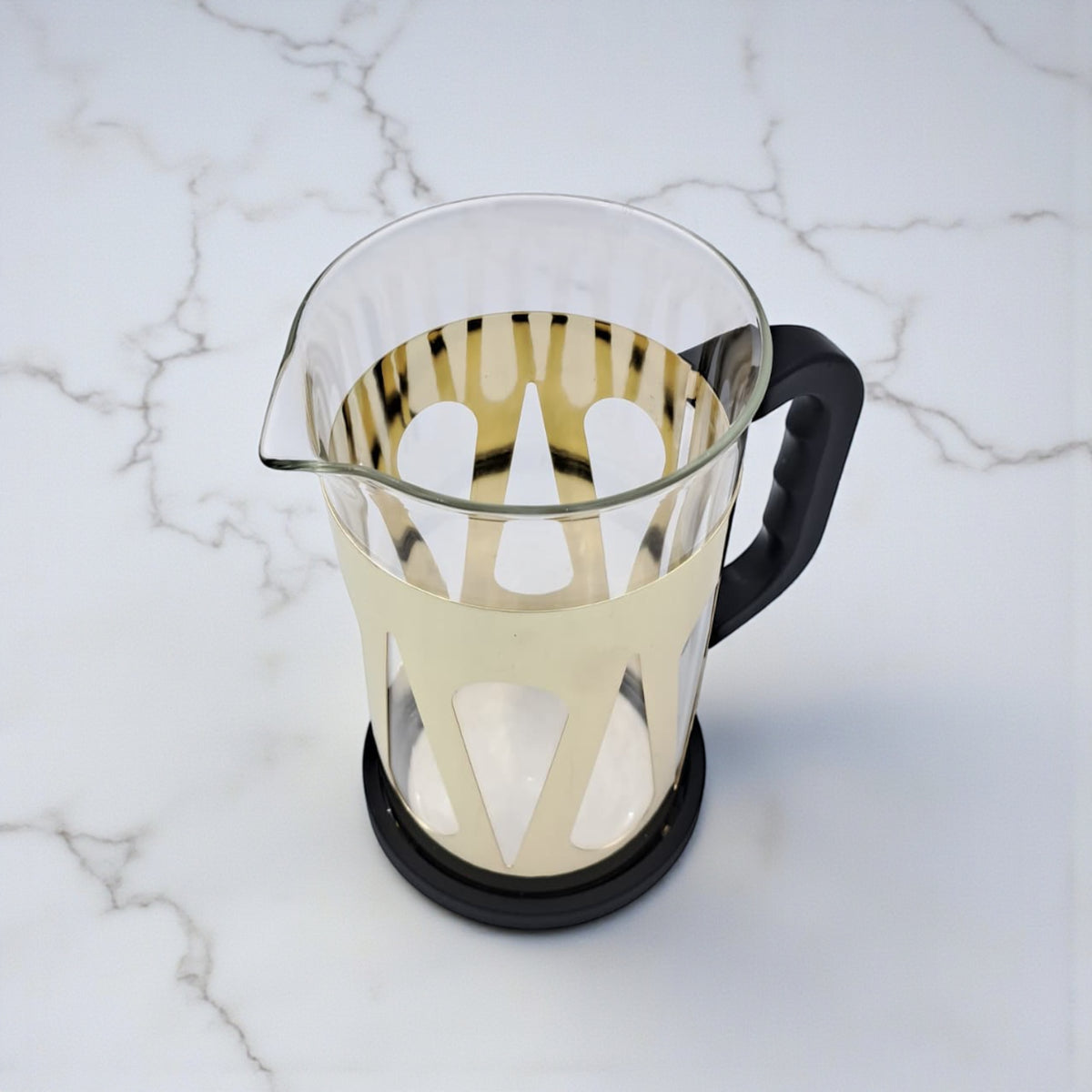HTH French Press Coffee Maker 1000ml – Premium Stainless Steel Glass Coffee & Tea Press Pot | Heat-Resistant Borosilicate Glass, Gold & Silver Colors