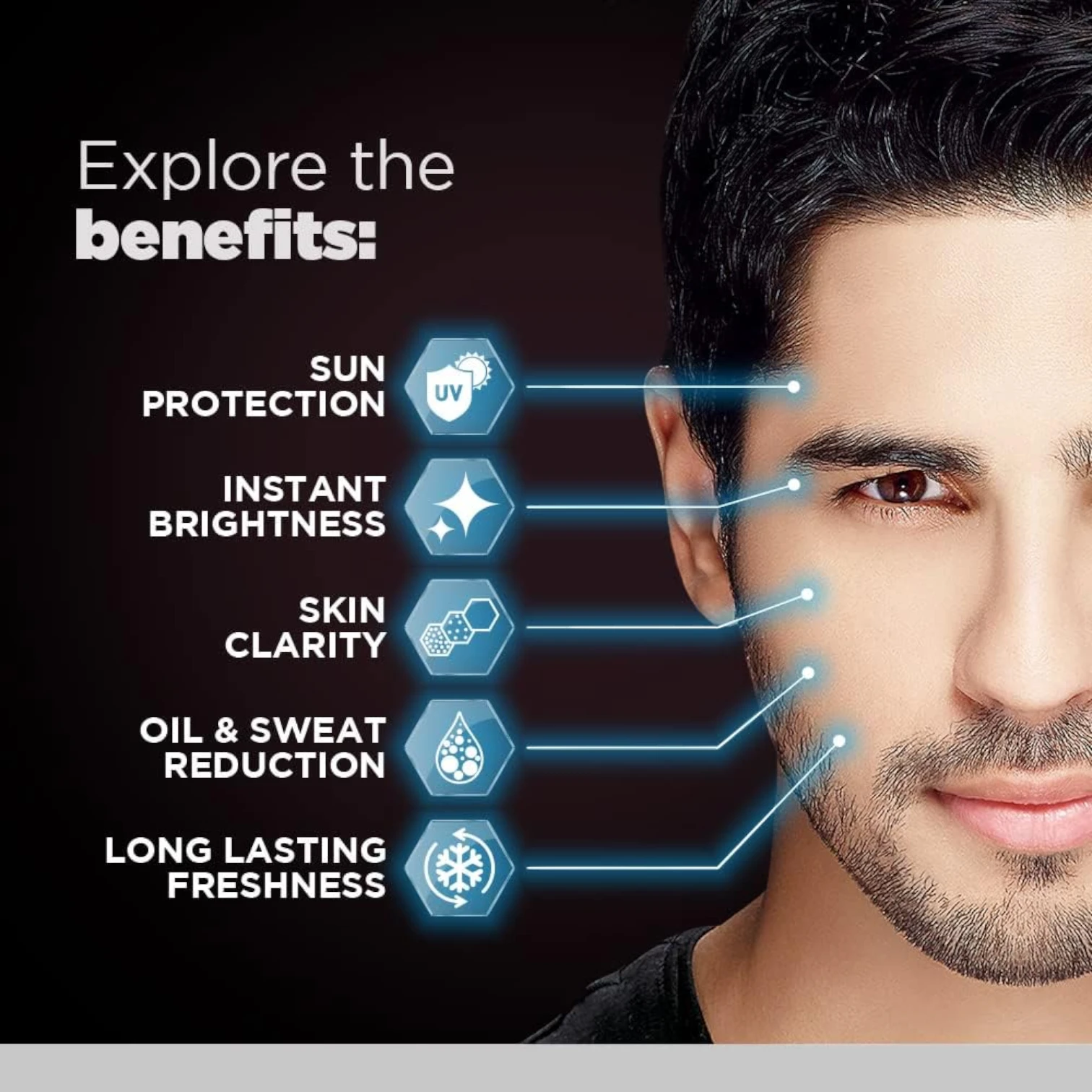 Fair & Lovely Glow & Handsome Instant Brightness Face Cream 100g – Men’s Brightening, Sun Protection & Dark Spot Reducer - Damoo