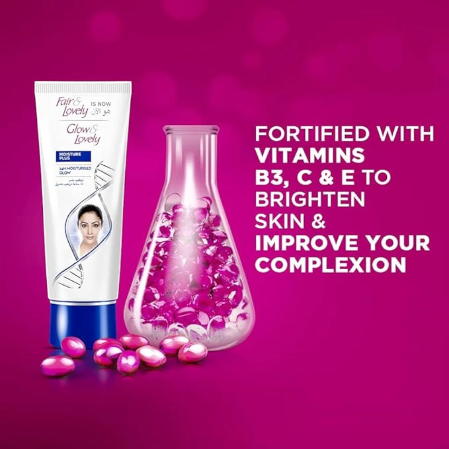 Fair & Lovely Glow & Lovely Moisture Plus Face Cream with Multivitamins & VitaGlow – Glowing, Moisturised Skin for 24 Hours, 100g - Damoo
