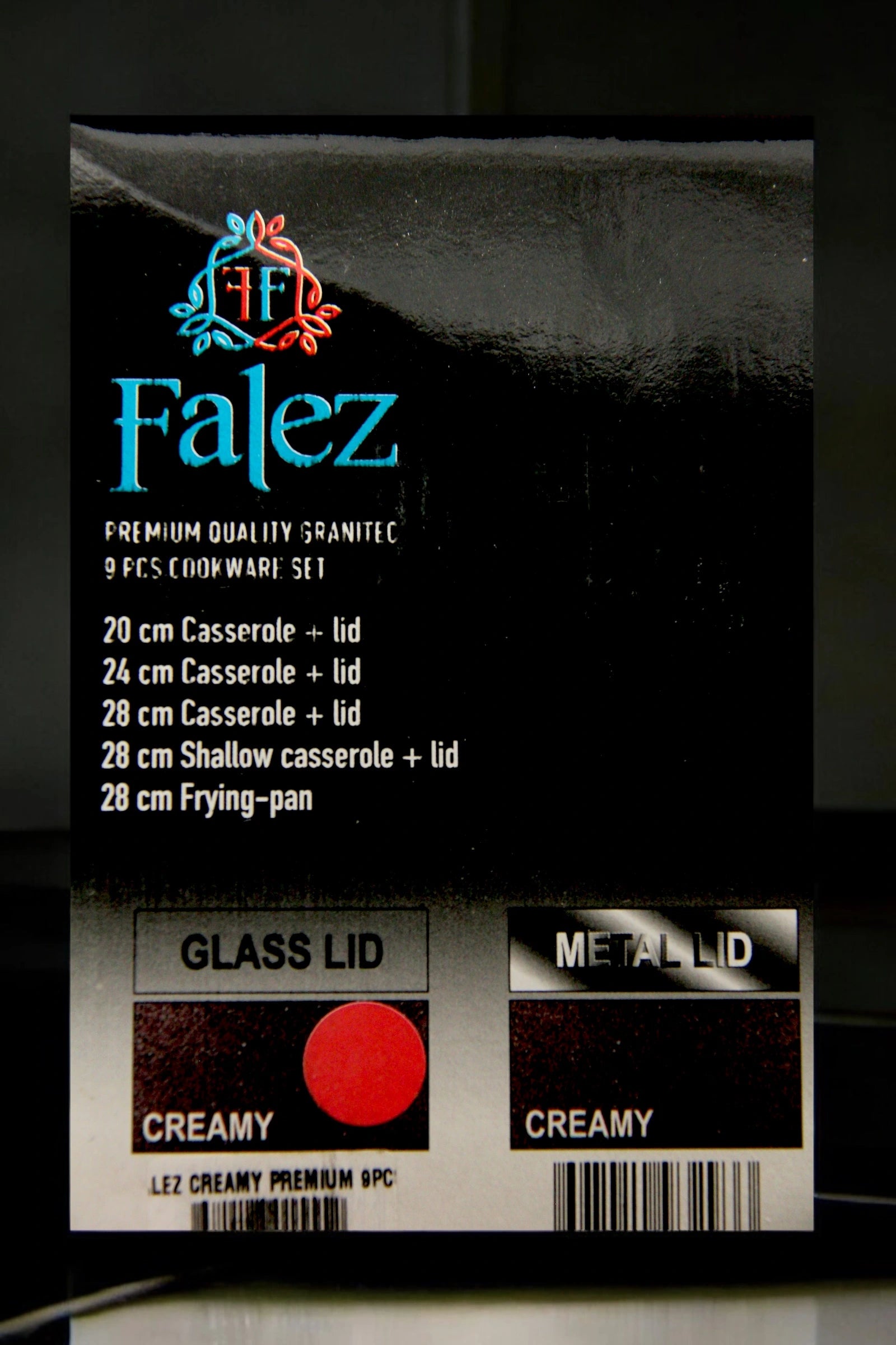 Falez 9-Piece Ultra Non-Stick Granite Cookware Set – Premium Die-Cast Casseroles & Frypan with Glass Lids, Energy-Saving Bottom, PFOA-Free & Eco-Friendly – Made in Turkey - Damoo