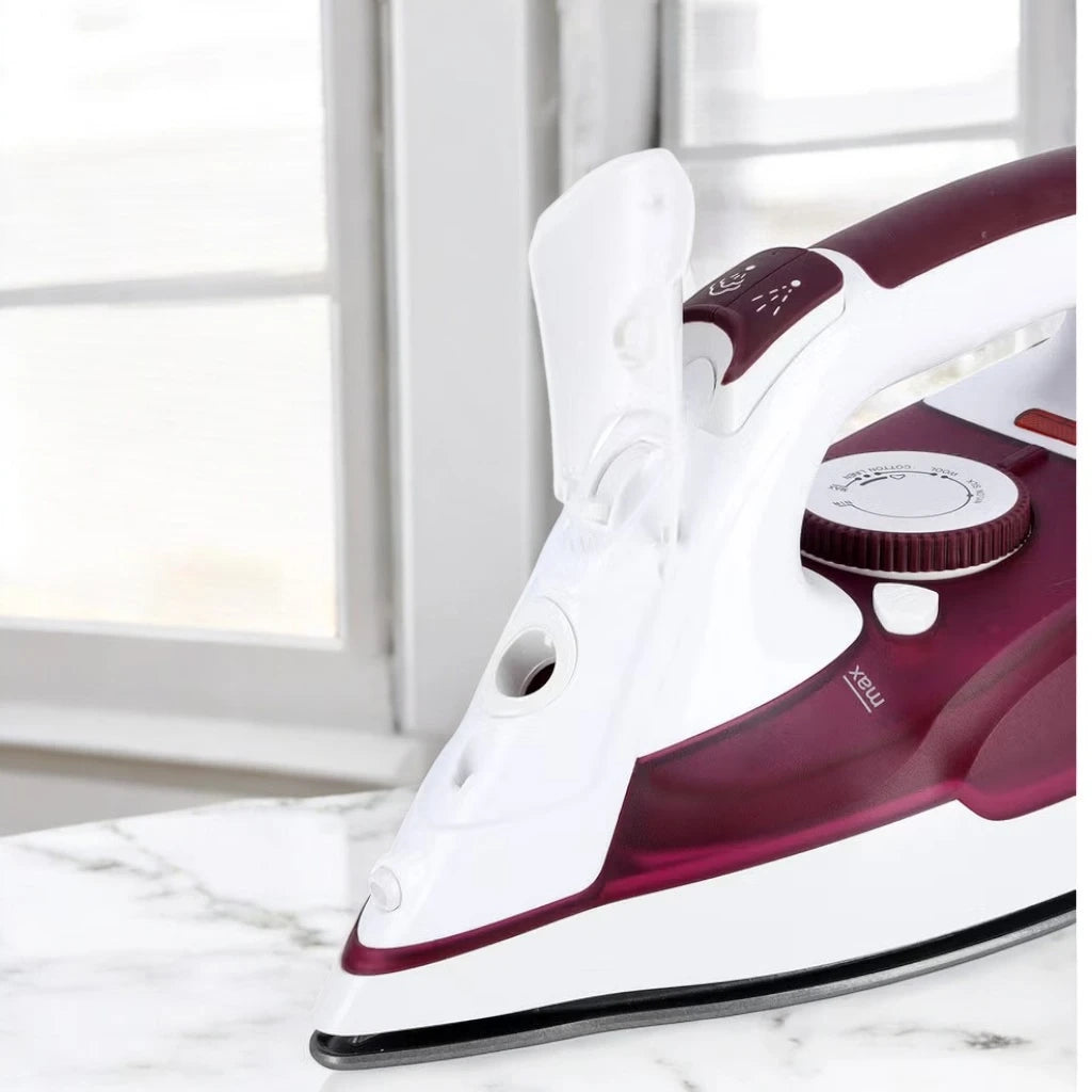 Geepas 2400W Powerful Steam Iron with Non-Stick Soleplate – 240ml Water Tank, Vertical Steam & Spray Function, Self-Cleaning, 5-Mode Temperature Dial for Clothes, Curtains & Upholstery | GSI7809 - Damoo