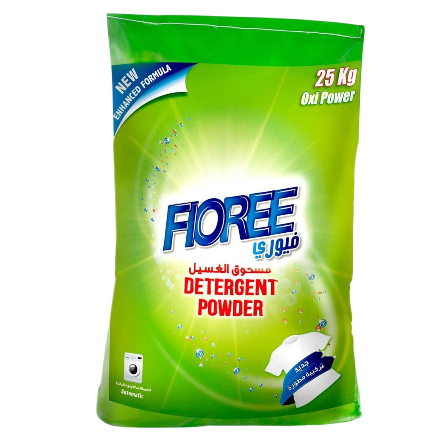 Fioree Detergent Powder 25Kg Woven Bag – Oxi Power Stain Remover, Odor Elimination, Refreshing Fragrance, Color Protection, Suitable for All Fabric Types & Top-Loading Washing Machines - Damoo