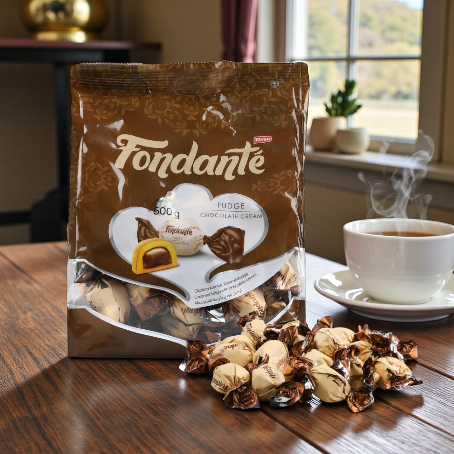 Elvan Fondante Fudge Chocolate Cream 500g | Individually Wrapped Caramel & Chocolate Filled Candies | Made in Türkiye - Damoo