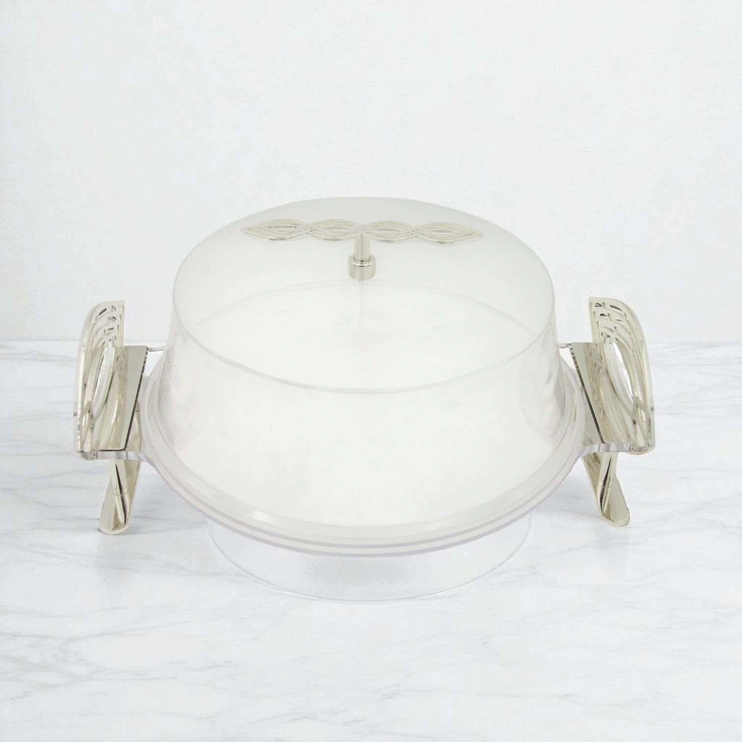 Fursan Clear Acrylic Cake Server – Delicate Leaf Collection with Dome Lid & Iron Handle - Damoo