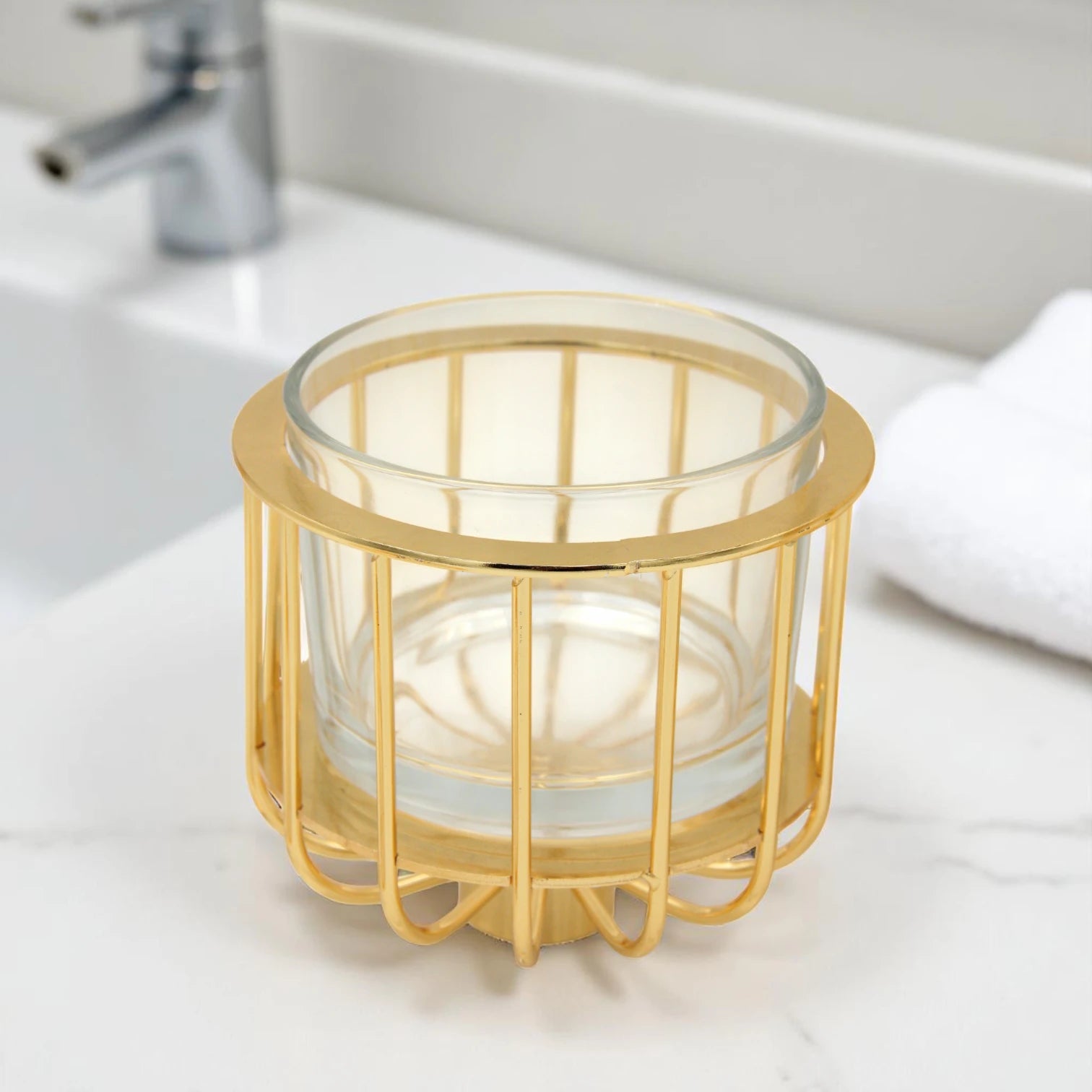 FURSAN Luxury Gold Candy Box with Double Glass Containers and Acrylic Stand – Elegant Birdcage Design for Serving Dates, Nuts, Sweets, and Desserts – Decorative Ramadan and Eid Gift Set - Damoo