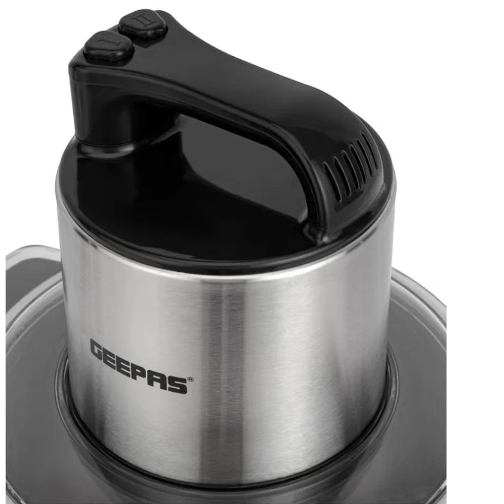 Geepas 10L Multi-Purpose Electric Chopper with 1500W Power, Dual Speed, Stainless Steel Housing & Titanium Blades – Meat, Vegetables, Fruits – Black & Silve - GMC42031 - Damoo