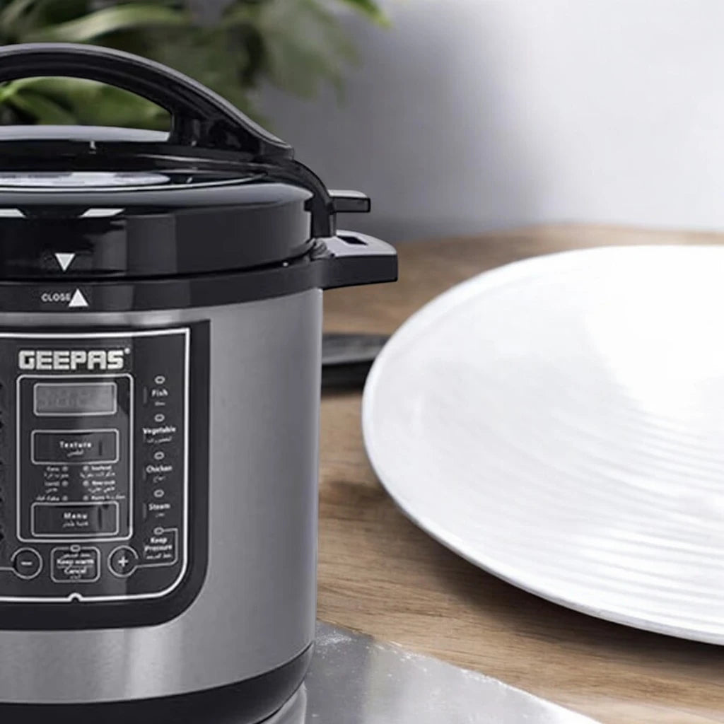 Geepas 12L Digital Multi Cooker – 1600W Electric Pressure Cooker with LED Display, 14 Smart Cooking Programs, Touch Control, Auto Shut Off, and Non-Stick Inner Pot – GMC35030 - Silver/Black - Damoo