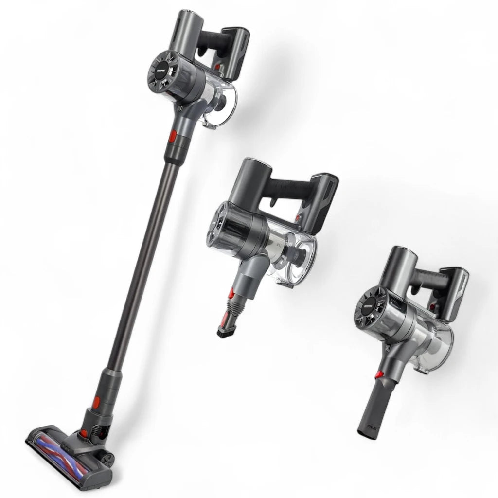 Geepas 2-in-1 Cordless Stick & Handheld Vacuum Cleaner – 22.2V Rechargeable Lithium Battery, LED Brush, 2 Suction Speeds, HEPA Filter, Lightweight & Portable – GVC19030 – Black - Damoo