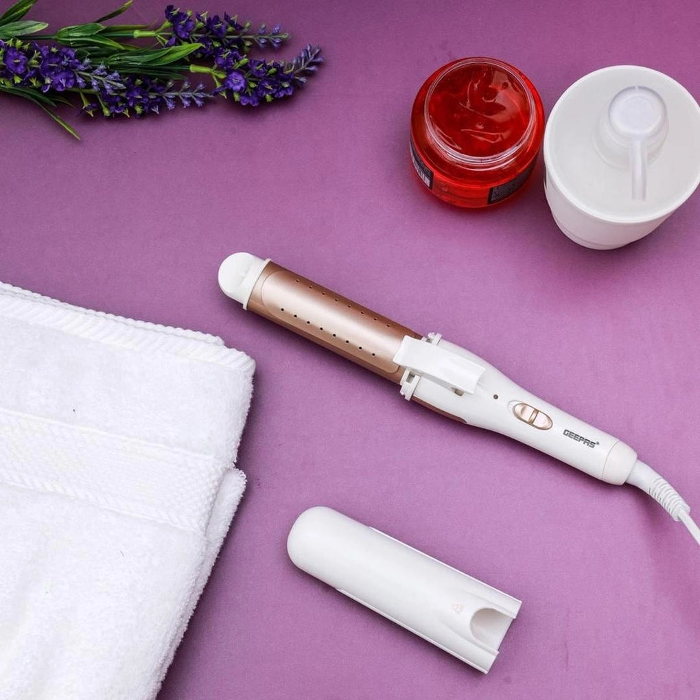 Geepas 2-in-1 Wet & Dry Hair Curler & Straightener – 40W, Adjustable Temperature 80-230°C, Ceramic Coated Plates, 360° Swivel Cord, Travel-Friendly Design – GH8686 - Damoo