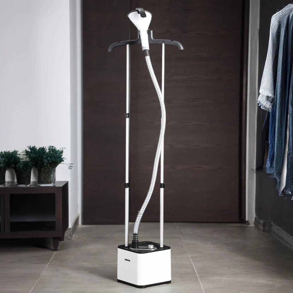 Geepas 2000W Garment Steamer – 1.3L Tank, Thermostat Protection, 35–45s Heat-Up, 11 Fabric Modes – White - GGS25033 - Damoo