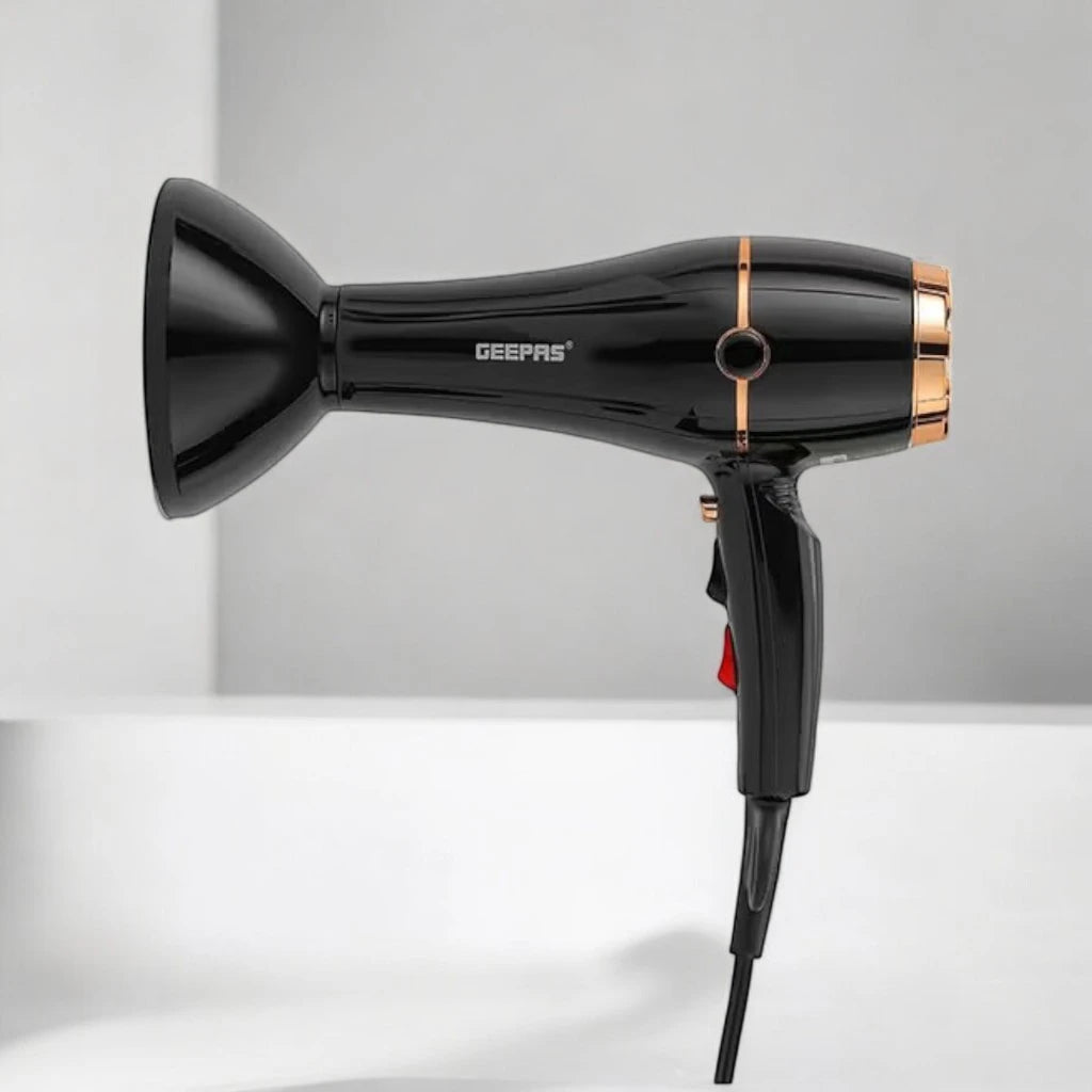 Geepas 2200W Professional Hair Dryer – Cool Shot, 3 Heat & 2 Speed Settings, Diffuser & Nozzles, Overheat Protection, Fast Drying for Thick Hair - GHD86069 - Damoo