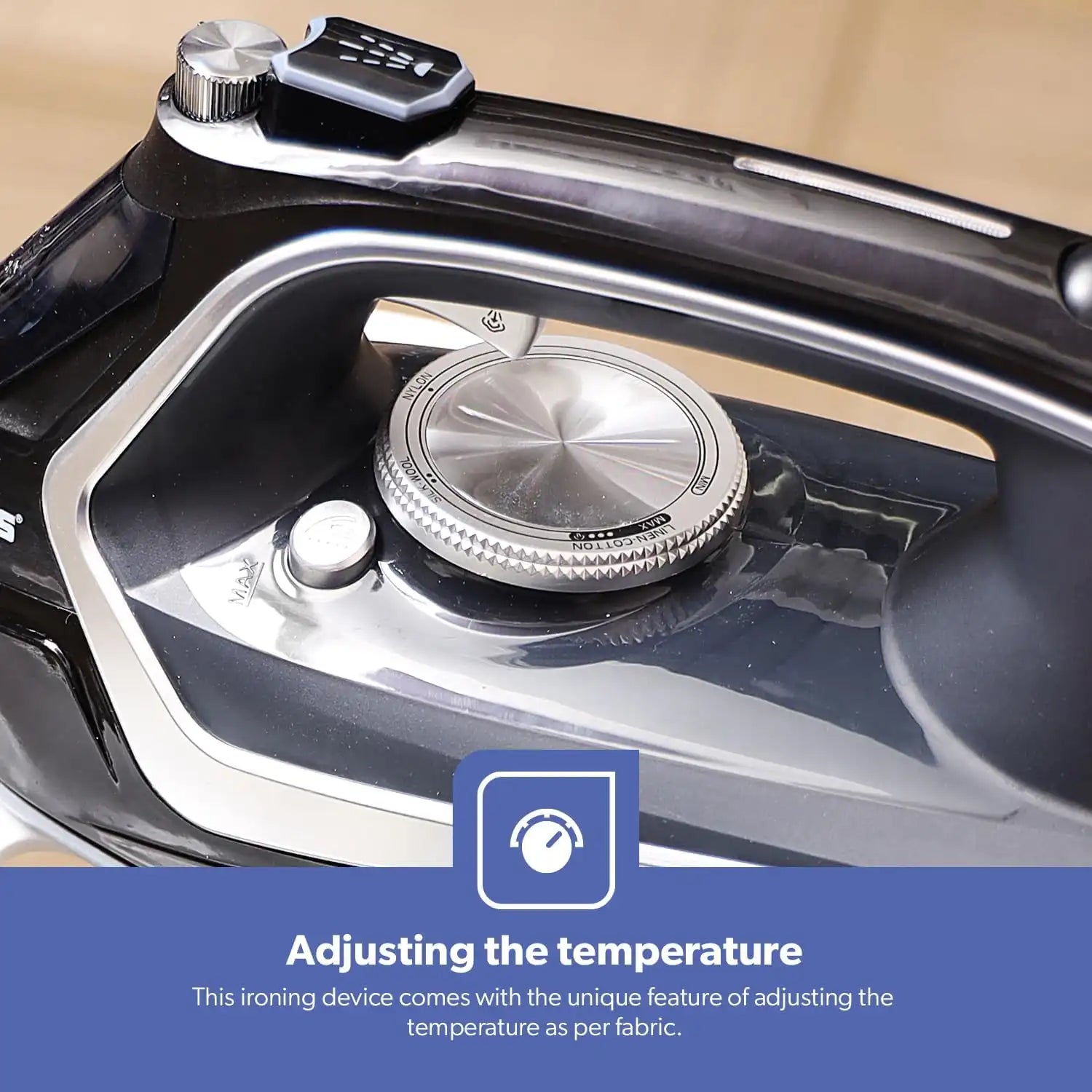 Geepas 2200W Steam Iron – Dry & Wet Ironing with Adjustable Temperature, Ceramic Soleplate, Vertical Steam & Steam Burst Function, Large Water Tank, Self-Clean Feature – Black | GSI7801N - Damoo