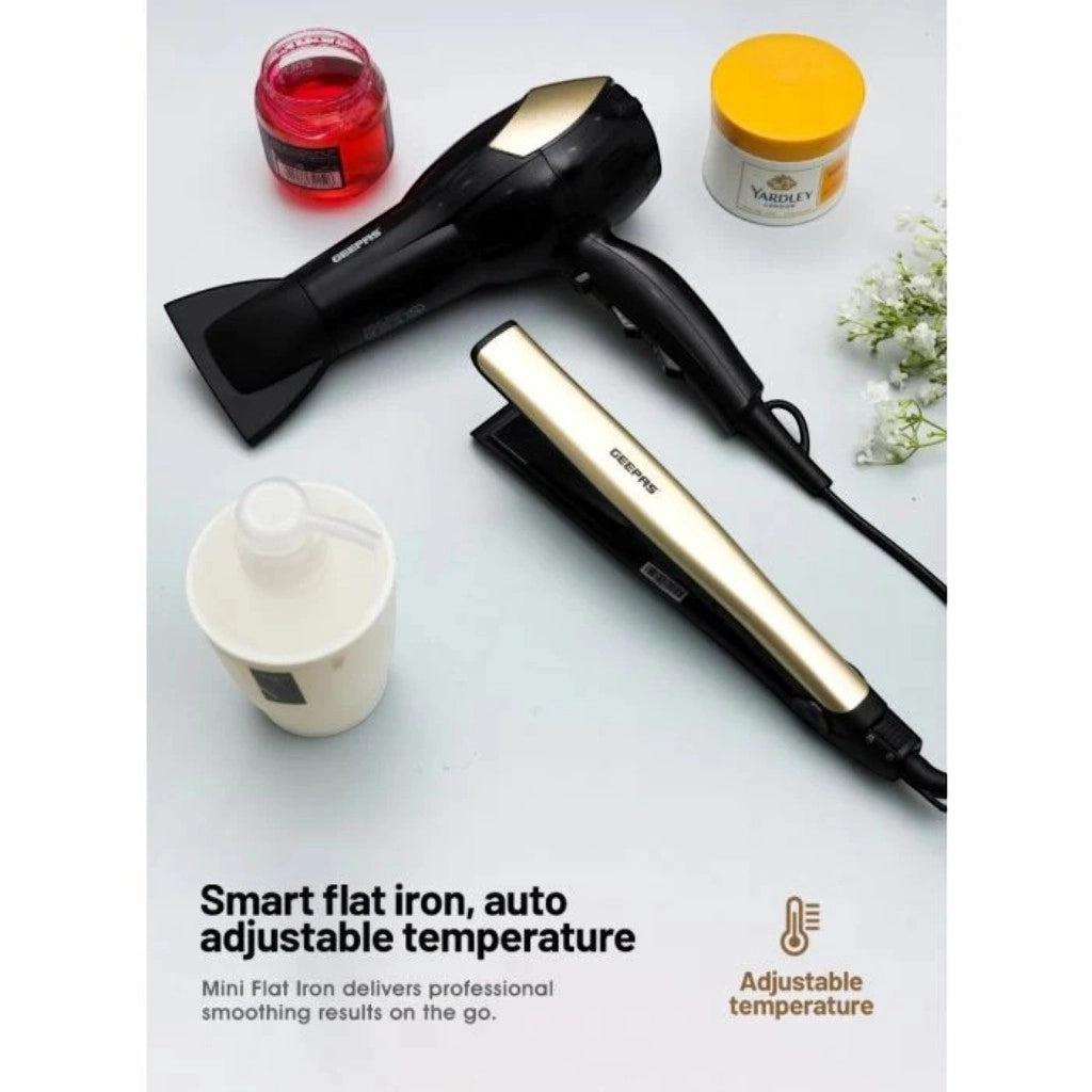 Geepas 3-in-1 Hair Styling Set – 2200W Hair Dryer, 28W Ceramic Straightener, 32W 25mm Hair Curler – 2 Speed, 3 Heat Settings, Cool Shot, Infrared Technology, Ideal for Short & Long Hair – GHF86055 - Damoo