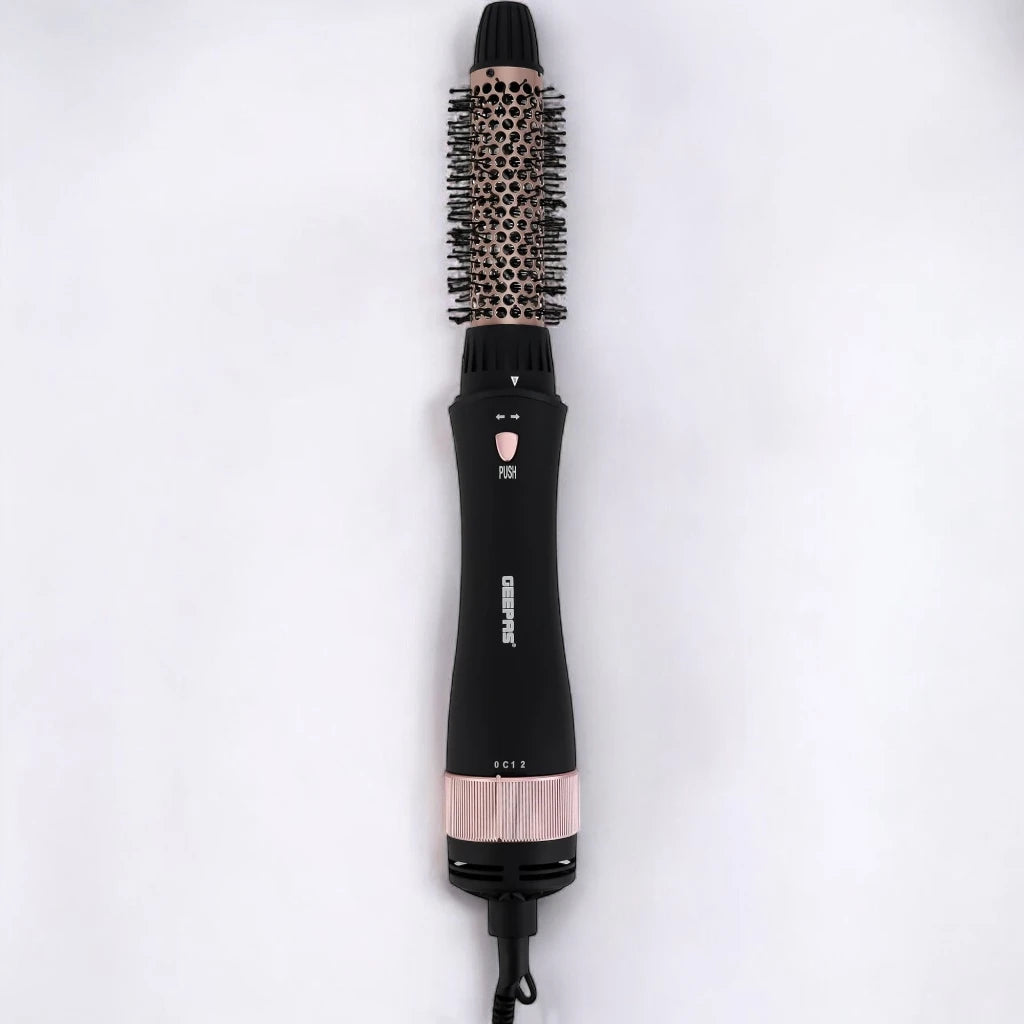 Geepas 8-in-1 Hair Styler GH86070 | 1000W Multi-Functional Hair Styling Tool with 7 Attachments | 2 Speed & Cool Settings | Ceramic Coated | 360° Swivel Cord | Black & Gold - Damoo