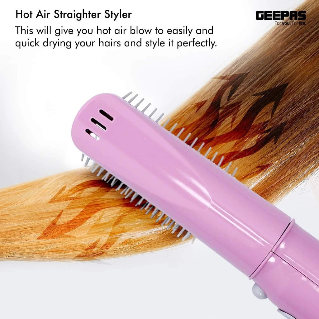 Geepas 8-in-1 Hot Air Hair Styler – 750W, 2 Speed Settings, Overheat Protection, Cool Function, 360° Swivel Cord – Hair Dryer, Curler, Volumizer, Straightener – Salon-Quality Styling at Home - GH731 - Damoo