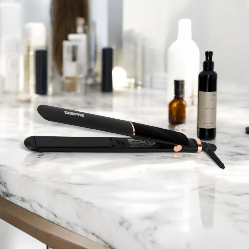 Geepas Hair Straightener – Easy-Style with Lockable Handle, Adjustable Temperature Up to 230°C, PTC Heater, 360° Swivel Cord – GHS86015 - Damoo