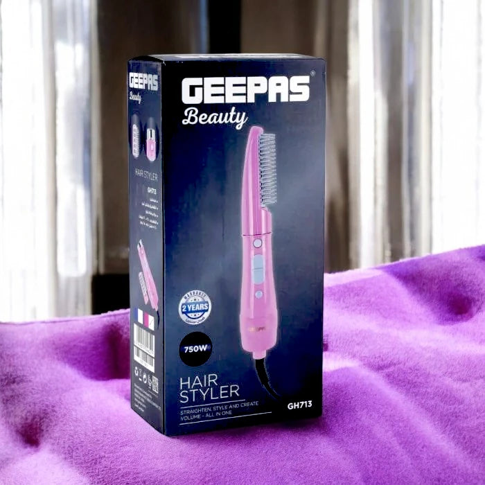 Geepas Hair Styler with Blow Brush GH713, 2 Speed Settings, Overheat Protection, Cool Function, 750W, 360Β° Swivel Cord β Pink - Damoo