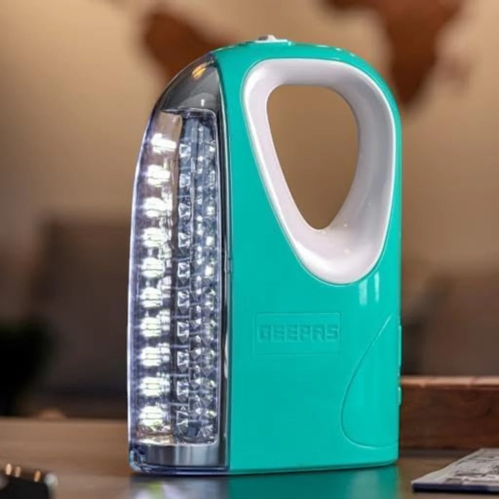 Geepas Rechargeable Emergency Lantern GE51045 – 30 SMD LEDs, 5 Hours Working Time, Solar & AC/DC Charging, Portable & Lightweight Design – Ideal for Camping & Power Outages - Damoo