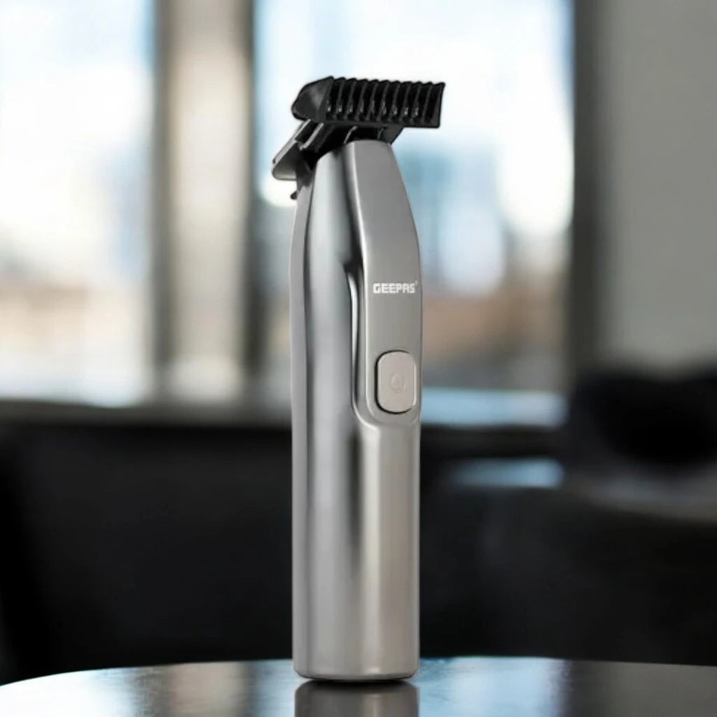 Geepas Rechargeable Hair and Beard Trimmer for Men – Cordless IPX7 Waterproof Grooming Tool with 1200mAh Battery, 180 Min Runtime, Detachable Blades & 4 Guide Combs – Ideal for Home and Salon Use - Damoo