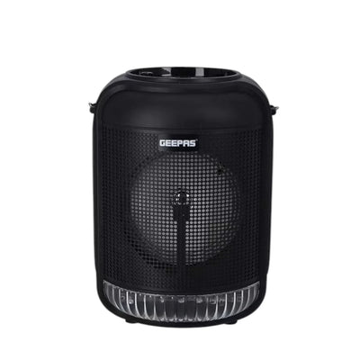 Geepas Rechargeable Portable Bluetooth Speaker – 1800mAh Battery, Dual Bass Speakers, TWS Function, FM/USB/AUX/BT/Micro SD Support, with Karaoke Mic & LED Lights - Damoo