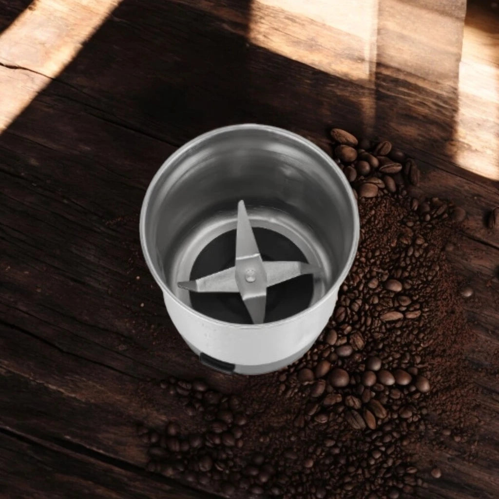 Geepas Stainless Steel Coffee Grinder – 200W, 2-in-1 Wet & Dry Jar, Overheat Protection, Stainless Steel Bowl & Blade, Transparent Lid - GCG41021 - Damoo
