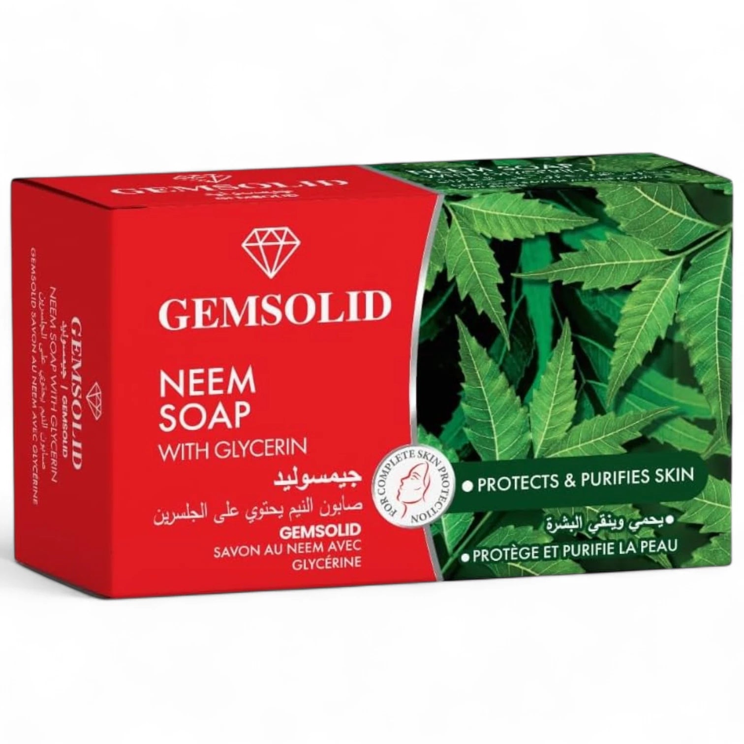 GEMSOLID Glycerin Soap with Neem 125g – Moisturizing & Antibacterial Bar for All Skin Types - Damoo