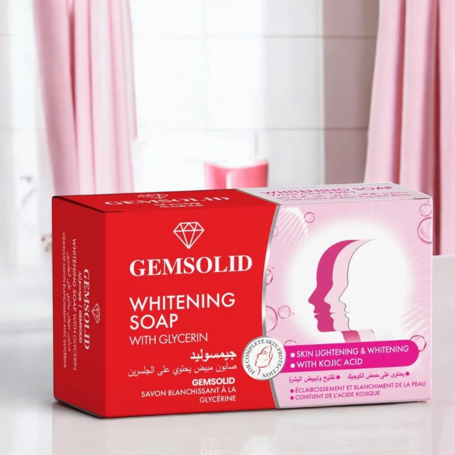 Gemsolid Whitening Glycerin Soap 120g – Rose Scented, Gentle Brightening Bar for All Skin Types - Damoo