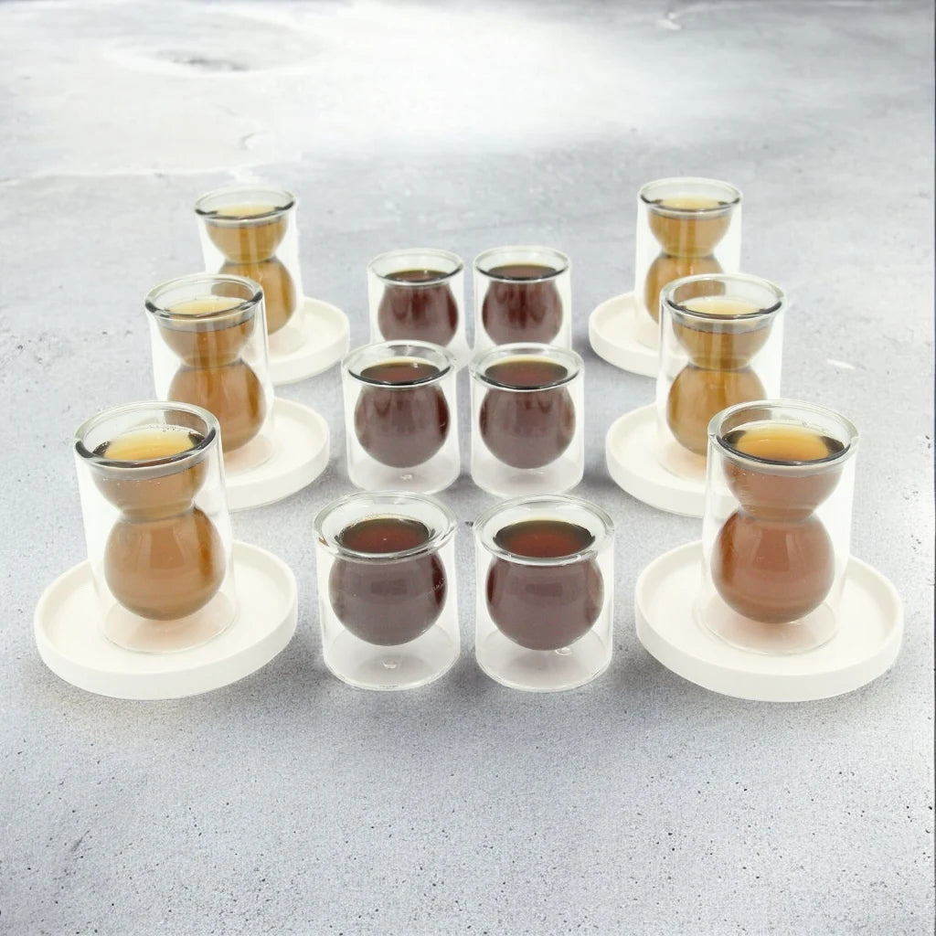 Golden Touch – 18 Pcs Heat-Resistant Double-Walled Borosilicate Glass Tea Set with Elegant Hourglass Shape | Plain - Damoo
