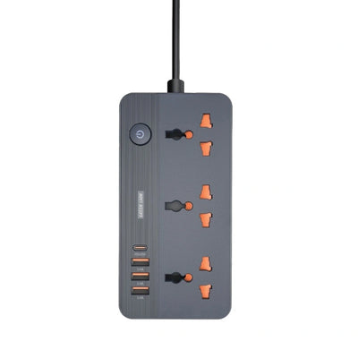 Green Lion GS-200 Power Socket – 2500W, 3 AC Outlets, 4 USB Ports (3×USB-A + 1×USB-C PD 20W), UK Plug, 2M Power Cord, Overload & Flame Protection - Damoo