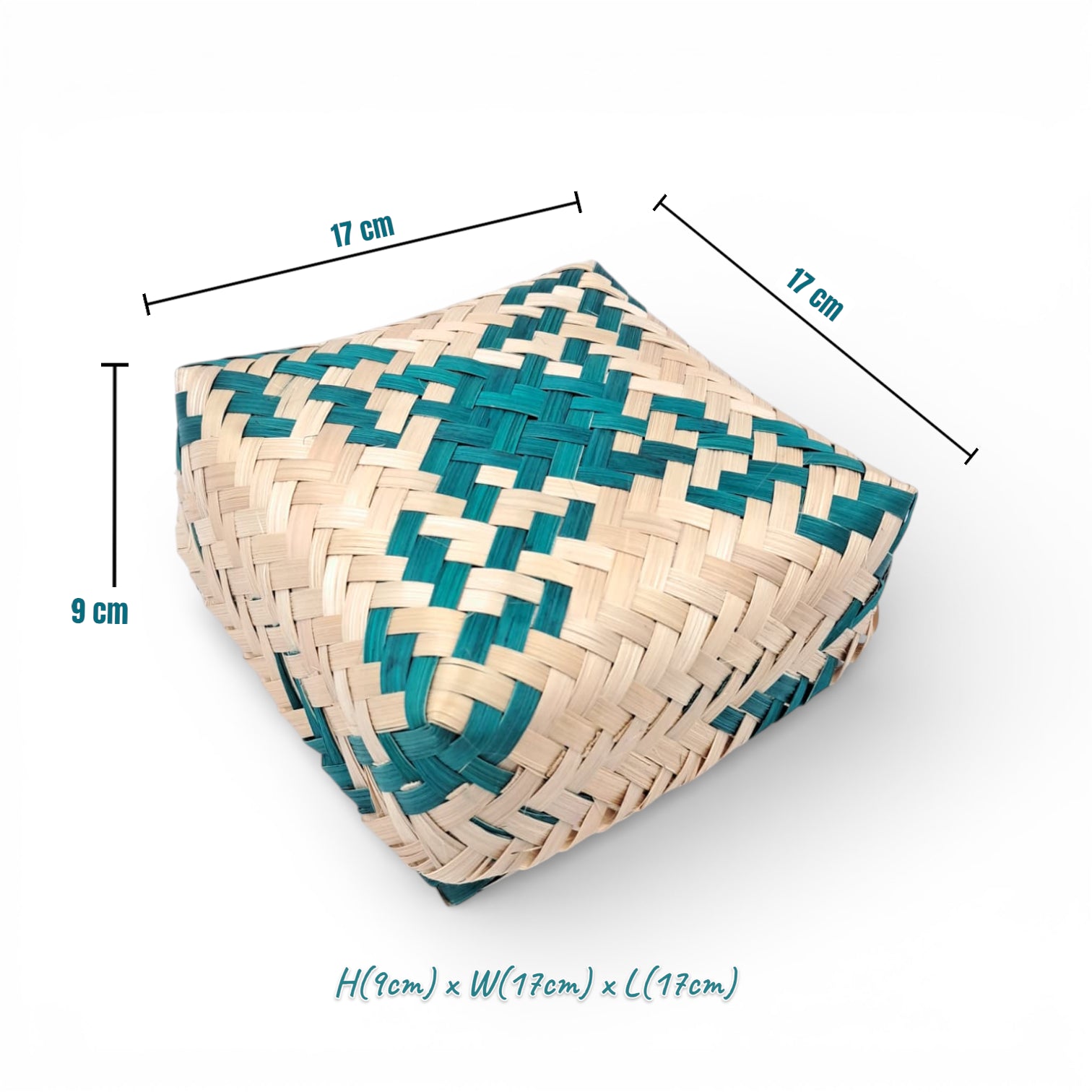 Handwoven Square Bamboo Trinket Box with Lid – Decorative Jewelry & Storage Organizer, Gift Box for Home Décor (17 × 17 CM) - Damoo
