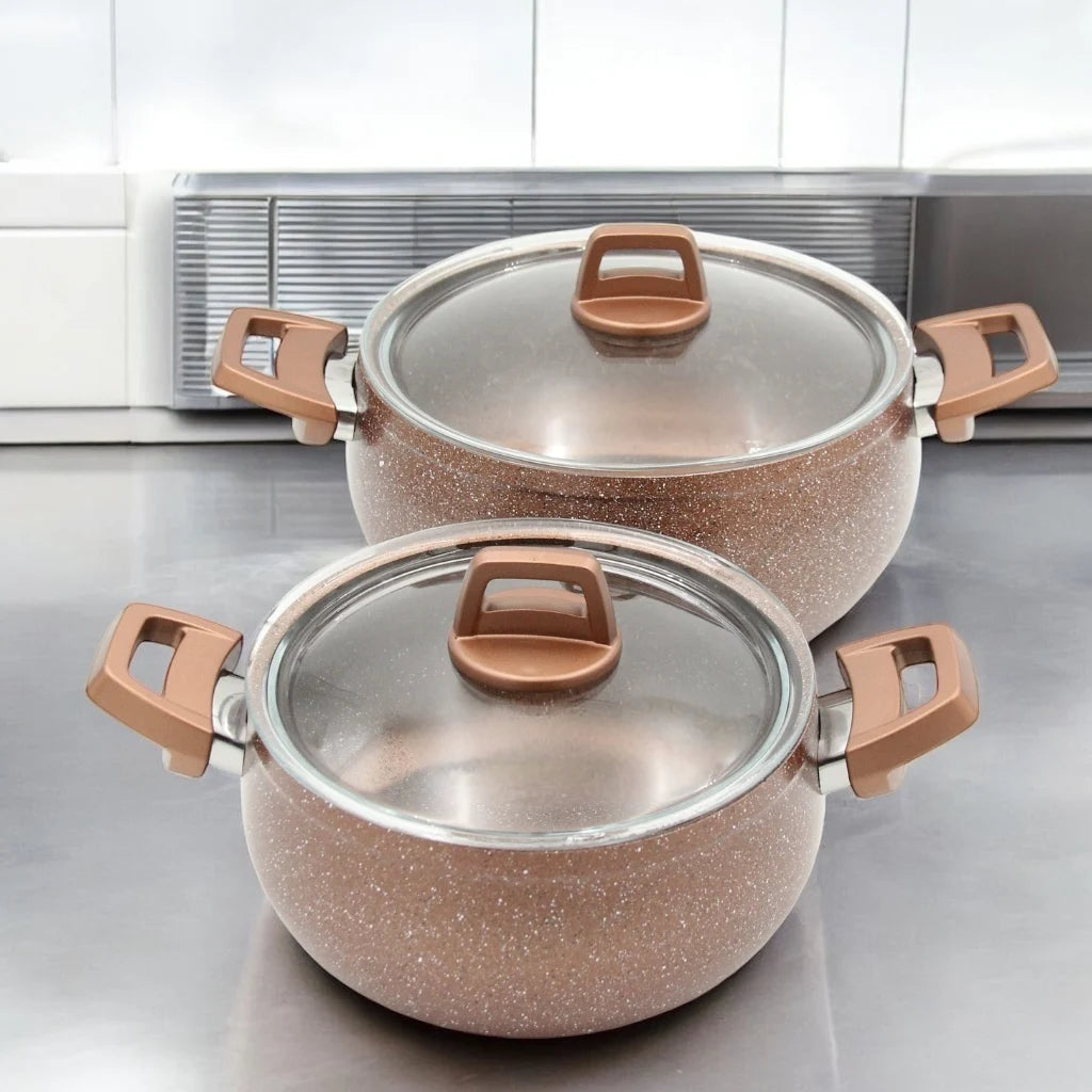 Gülsan 7-Piece Granite-Reinforced Granite Cookware Set – Non-Stick Aluminum Pots & Frying Pan with Scratch-Resistant Coating, Cold Handles & Durable Granite Finish – Made in Turkey - Damoo