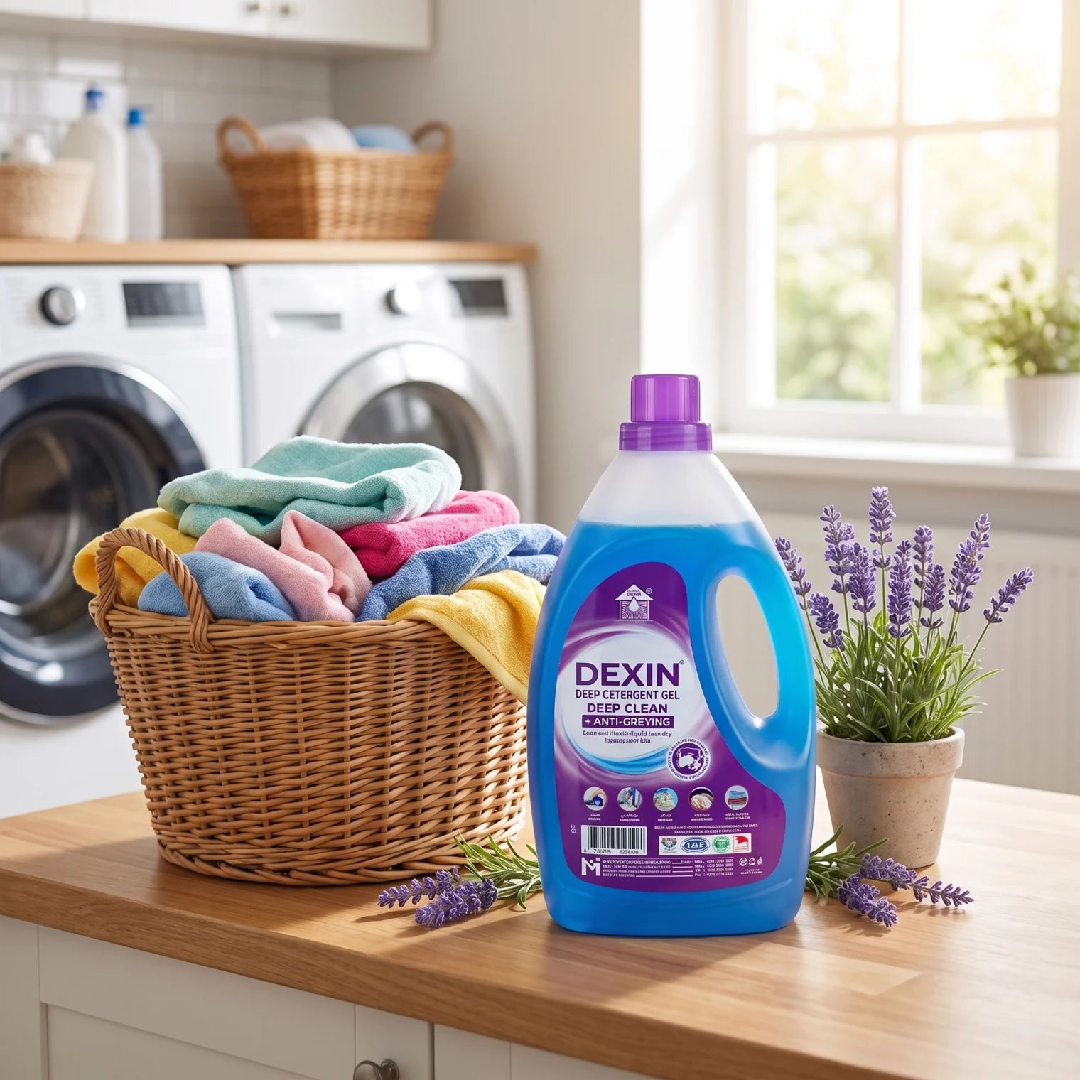 DEXIN Deep Clean Liquid Laundry Detergent Gel 4 L, Lavender Freshness with Enzyme Action and Colour Protection