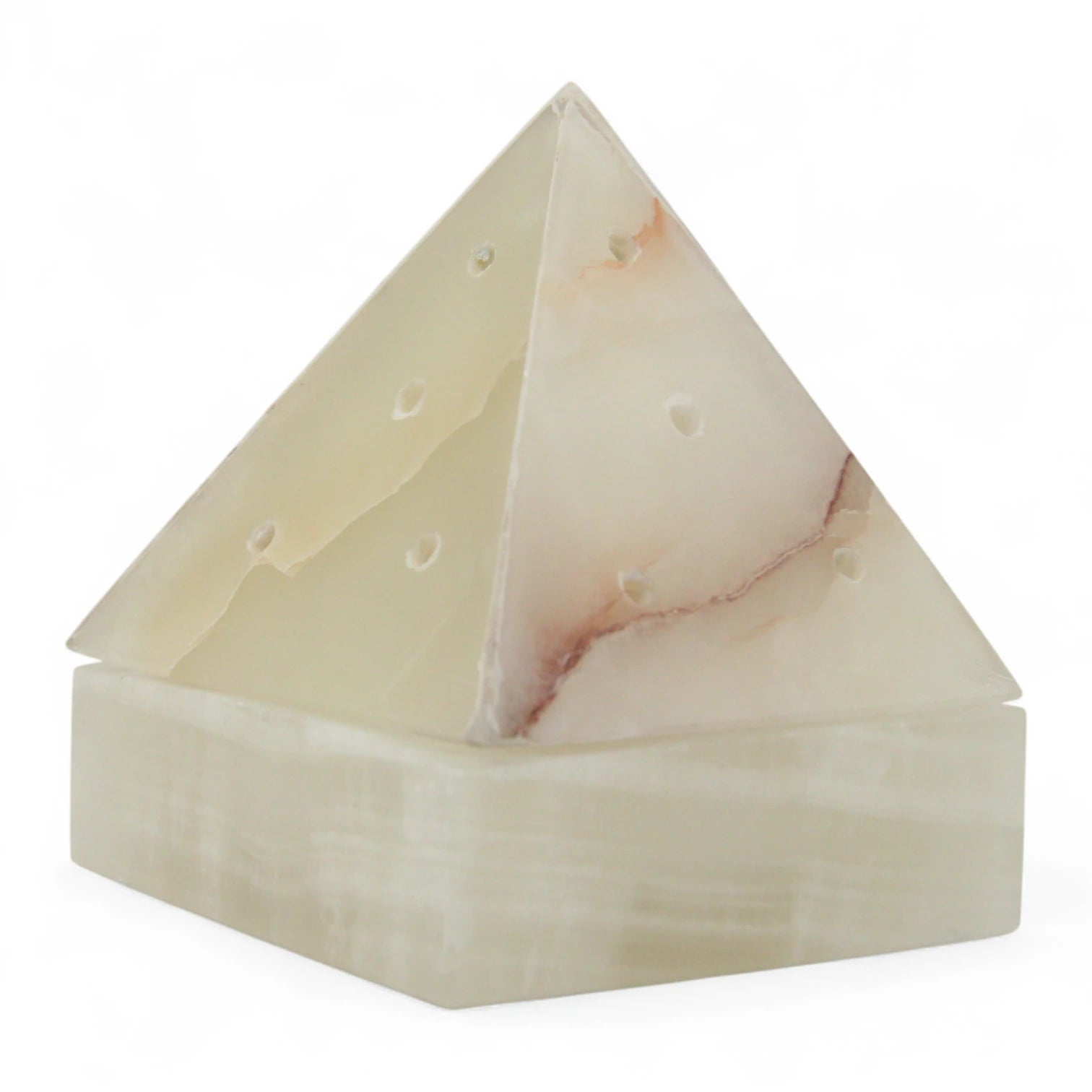 Handcrafted Marble Pyramid Incense Burner with Brass Insert – Elegant Cone Incense Holder for Aromatherapy & Home Décor - Damoo