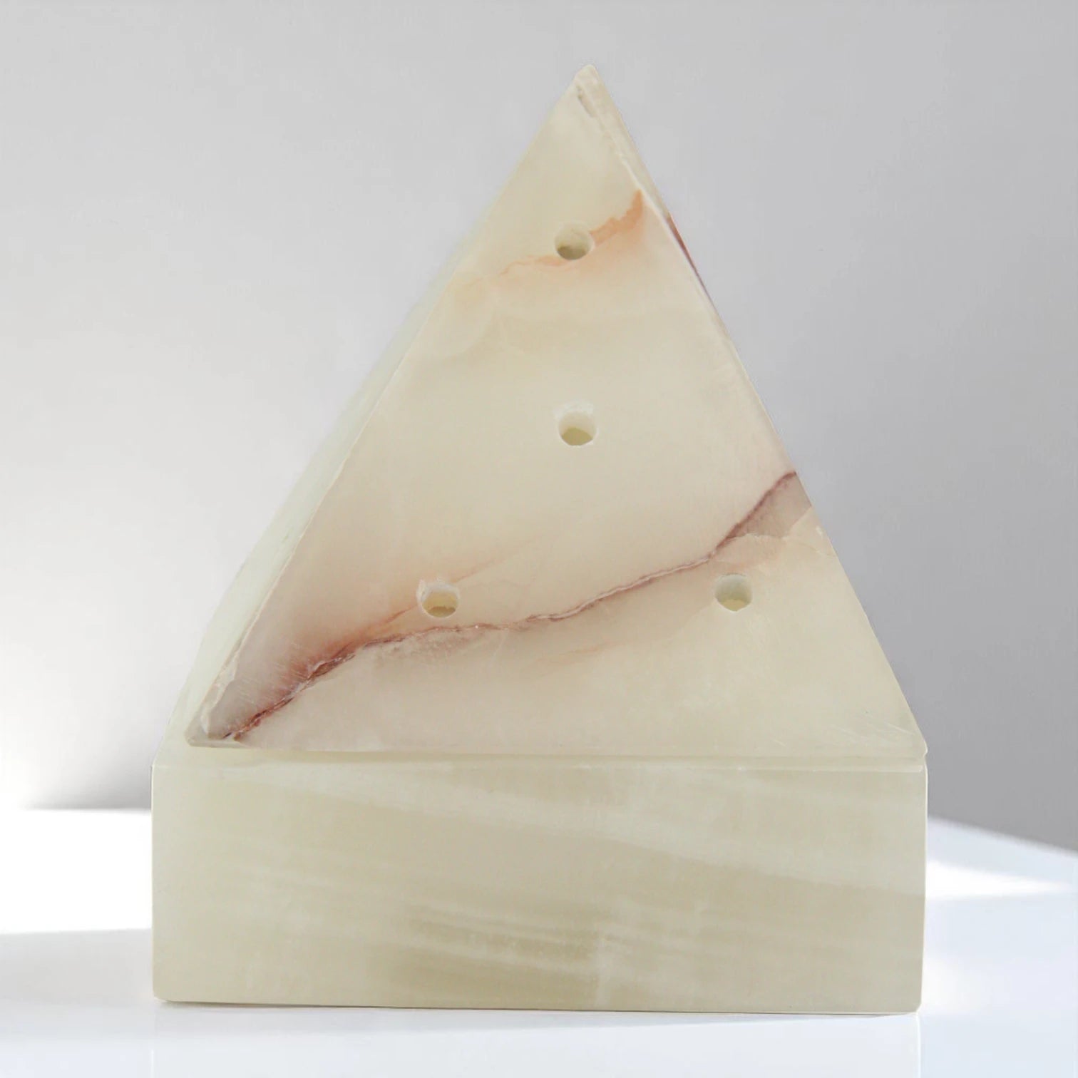 Handcrafted Marble Pyramid Incense Burner with Brass Insert – Elegant Cone Incense Holder for Aromatherapy & Home Décor - Damoo