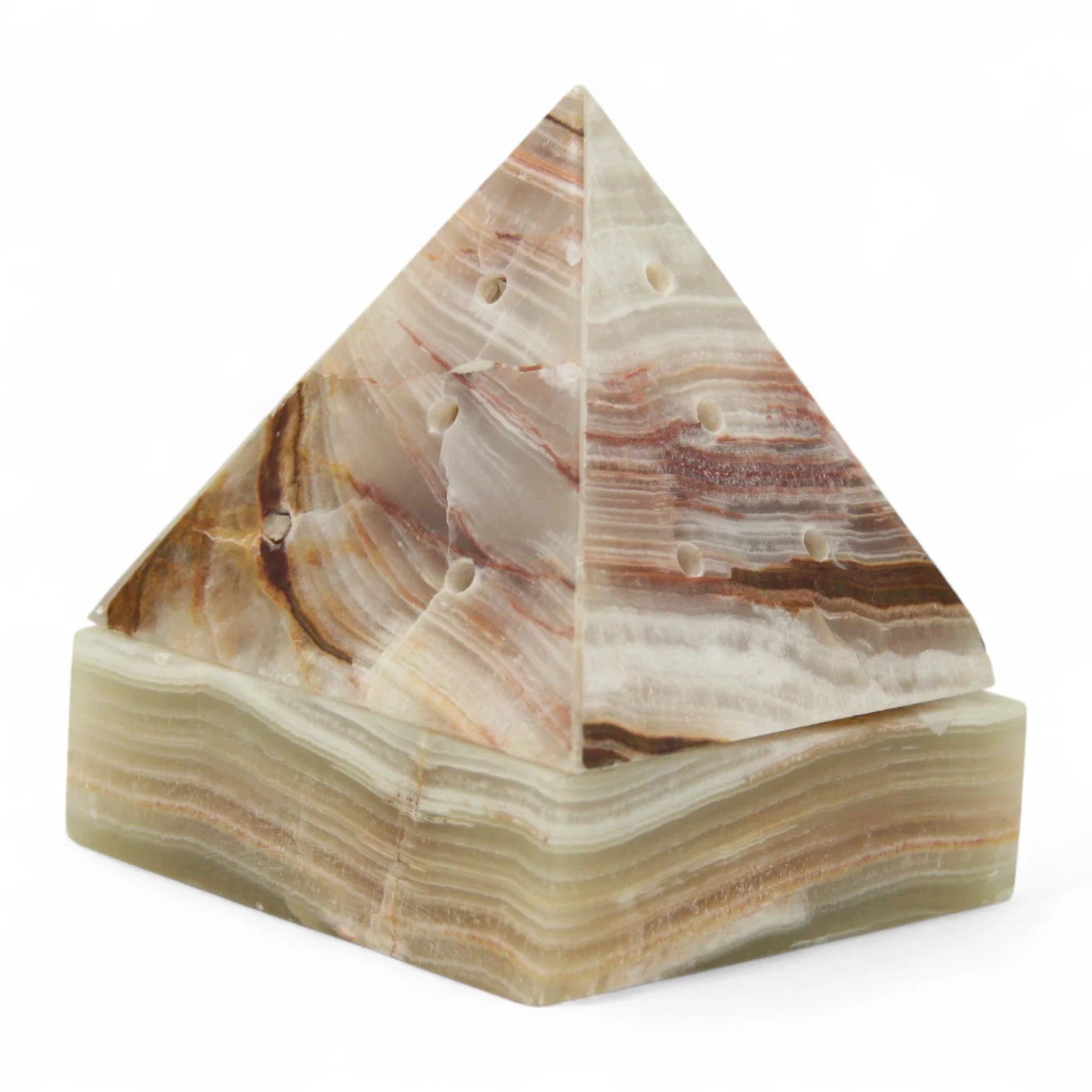 Handcrafted Marble Pyramid Incense Burner with Brass Insert – Elegant Cone Incense Holder for Aromatherapy & Home Décor - Damoo