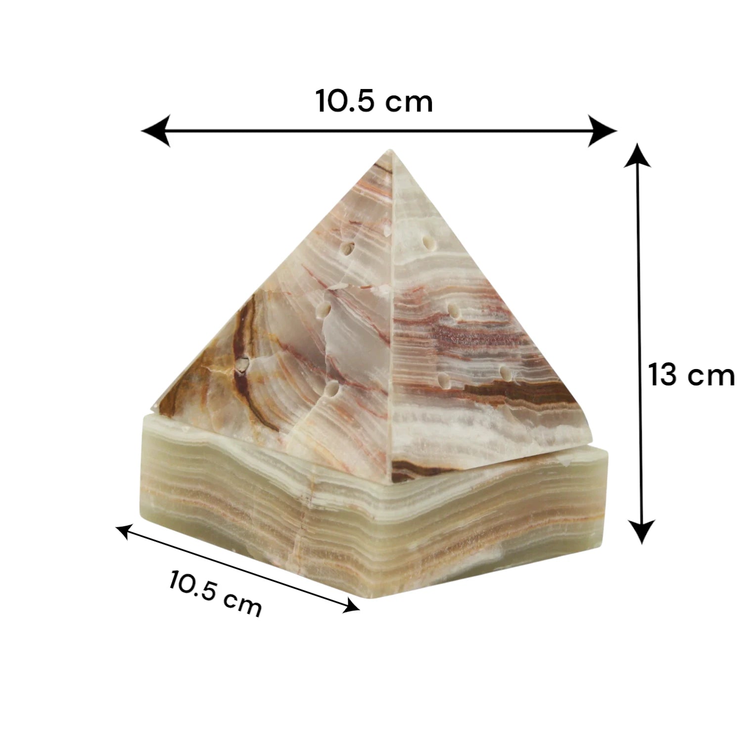 Handcrafted Marble Pyramid Incense Burner with Brass Insert – Elegant Cone Incense Holder for Aromatherapy & Home Décor - Damoo
