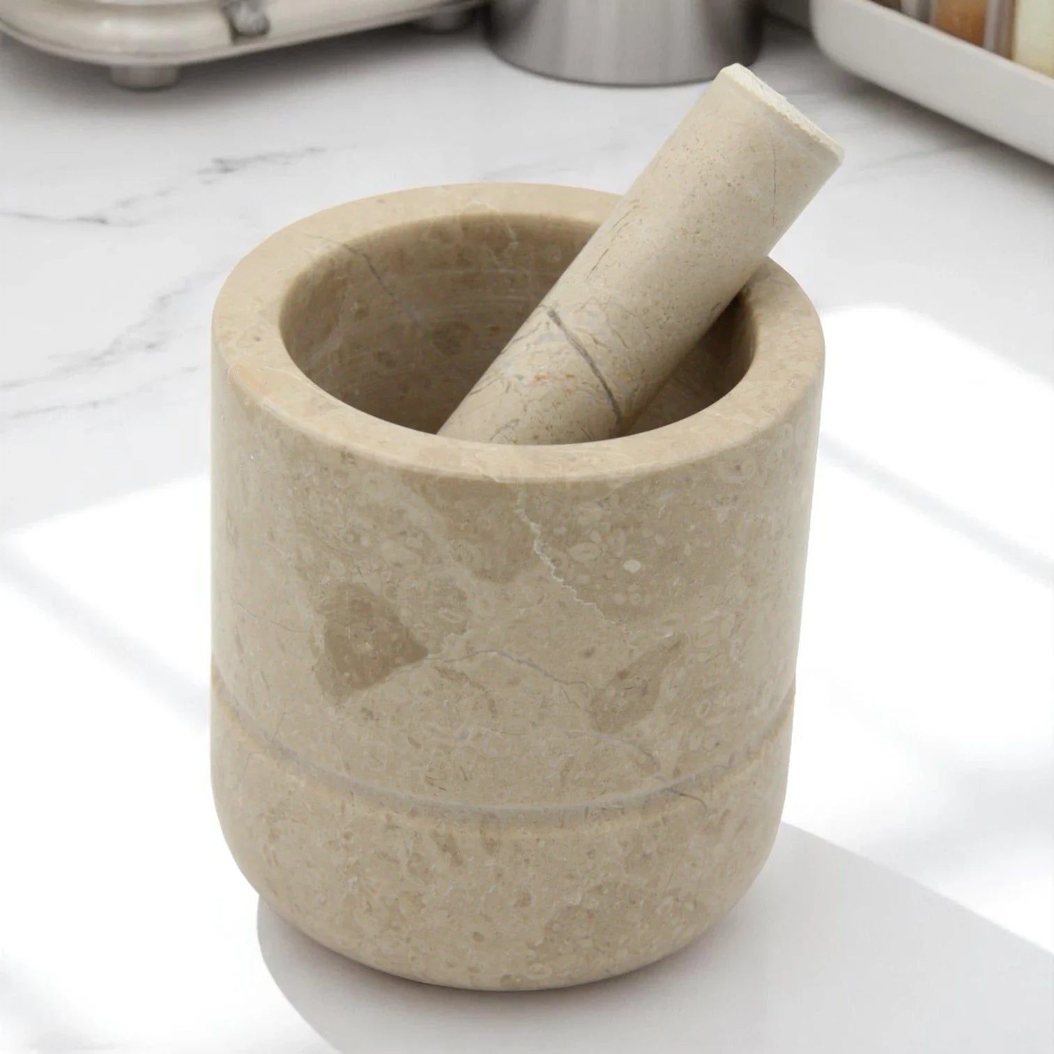 Handcrafted Onyx Mortar and Pestle Set – Natural Stone Grinder for Herbs, Spices & Kitchen Décor - Damoo