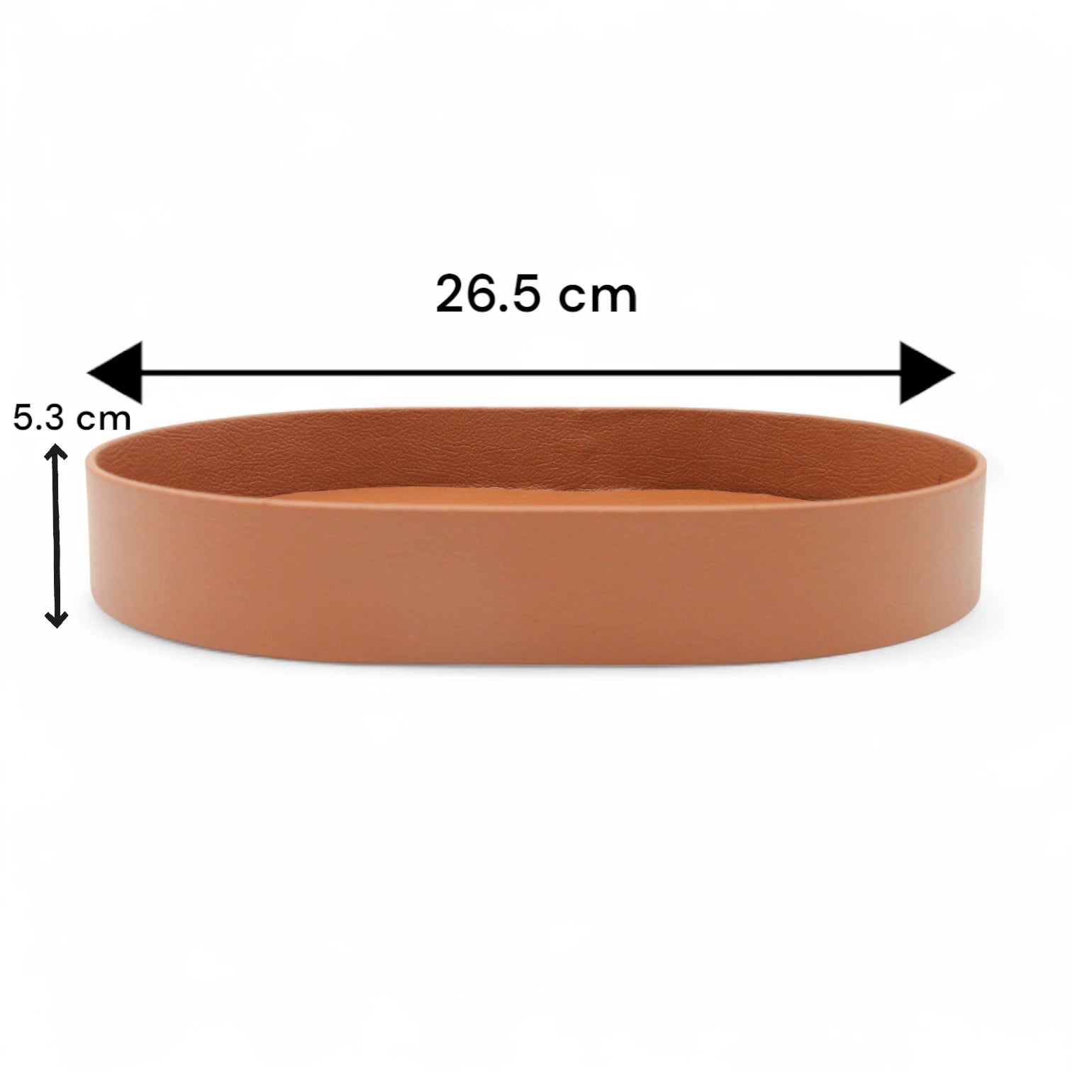 Handcrafted Oval Leather Valet Tray – Brown PU Leather Catchall Organizer for Desk, Entryway, Nightstand or Dresser - Damoo